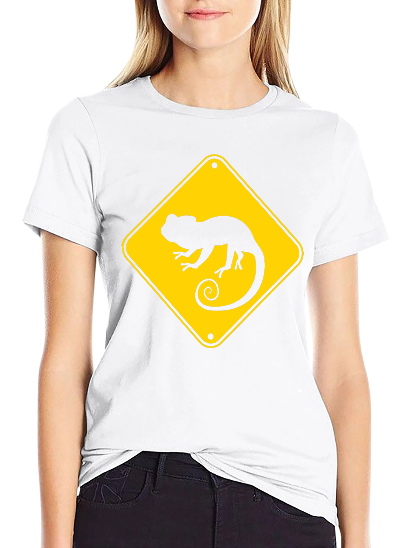Chameleon Crossing T-Shirt - Black Crew Neck Tee