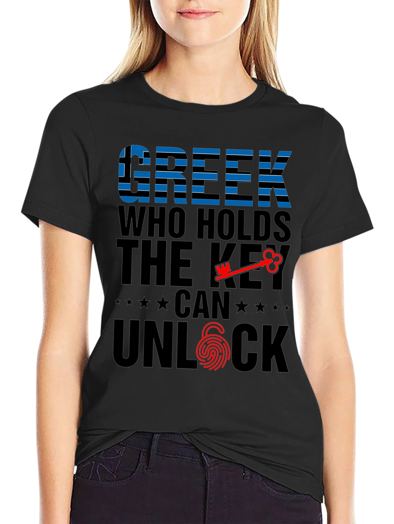 Greek Key Unlock Graphic T-Shirt