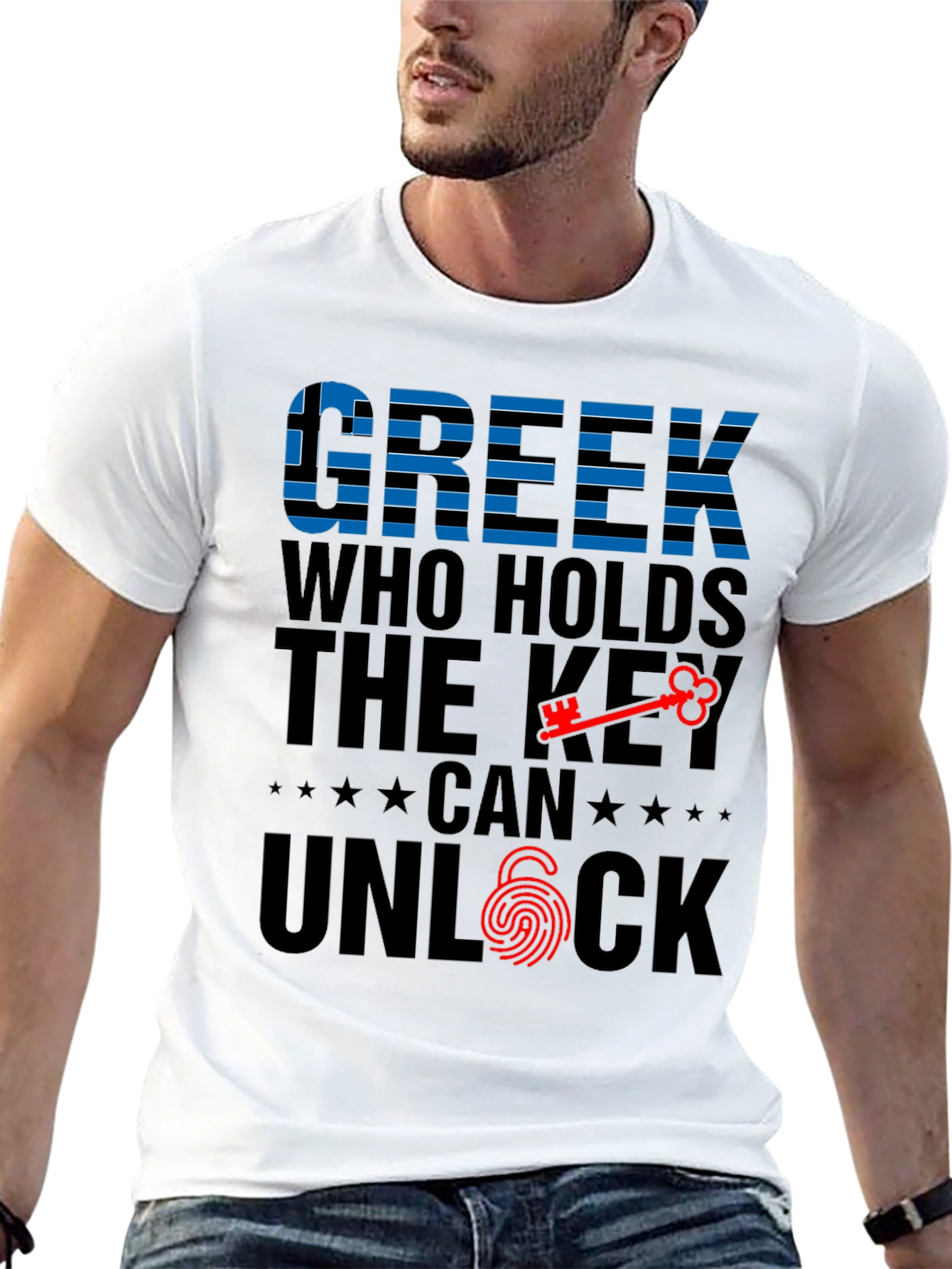Greek Key Unlock Graphic T-Shirt