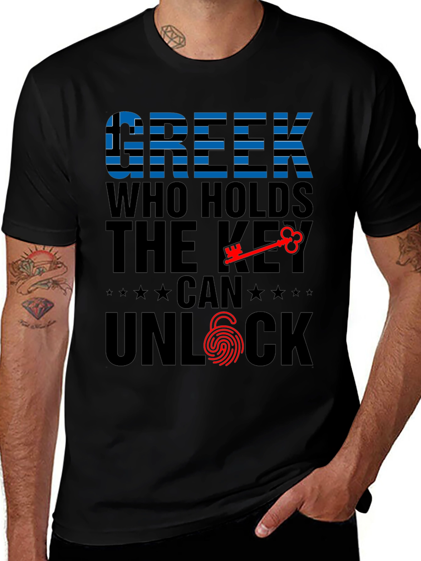 Greek Key Unlock Graphic T-Shirt