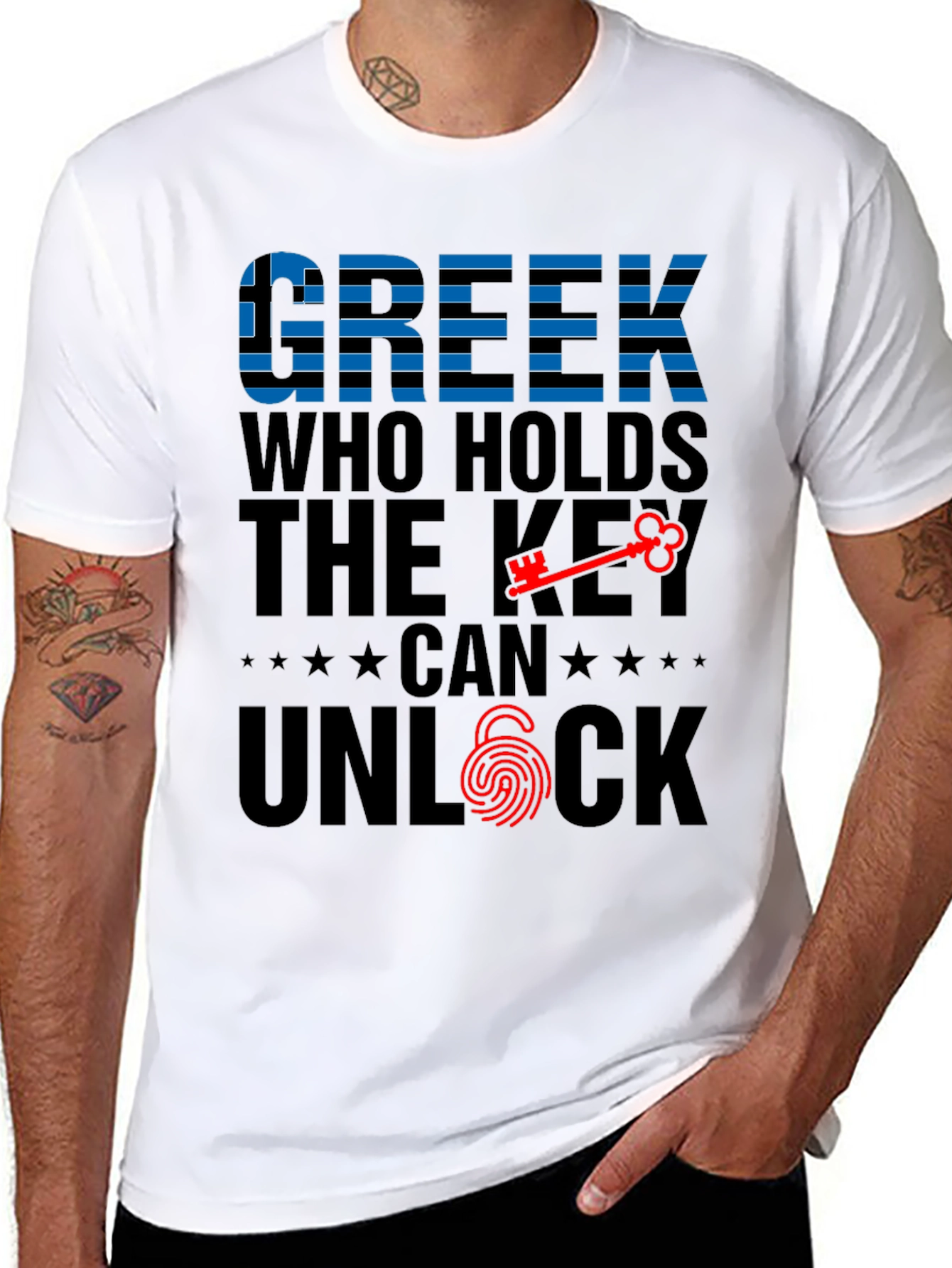Greek Key Unlock Graphic T-Shirt