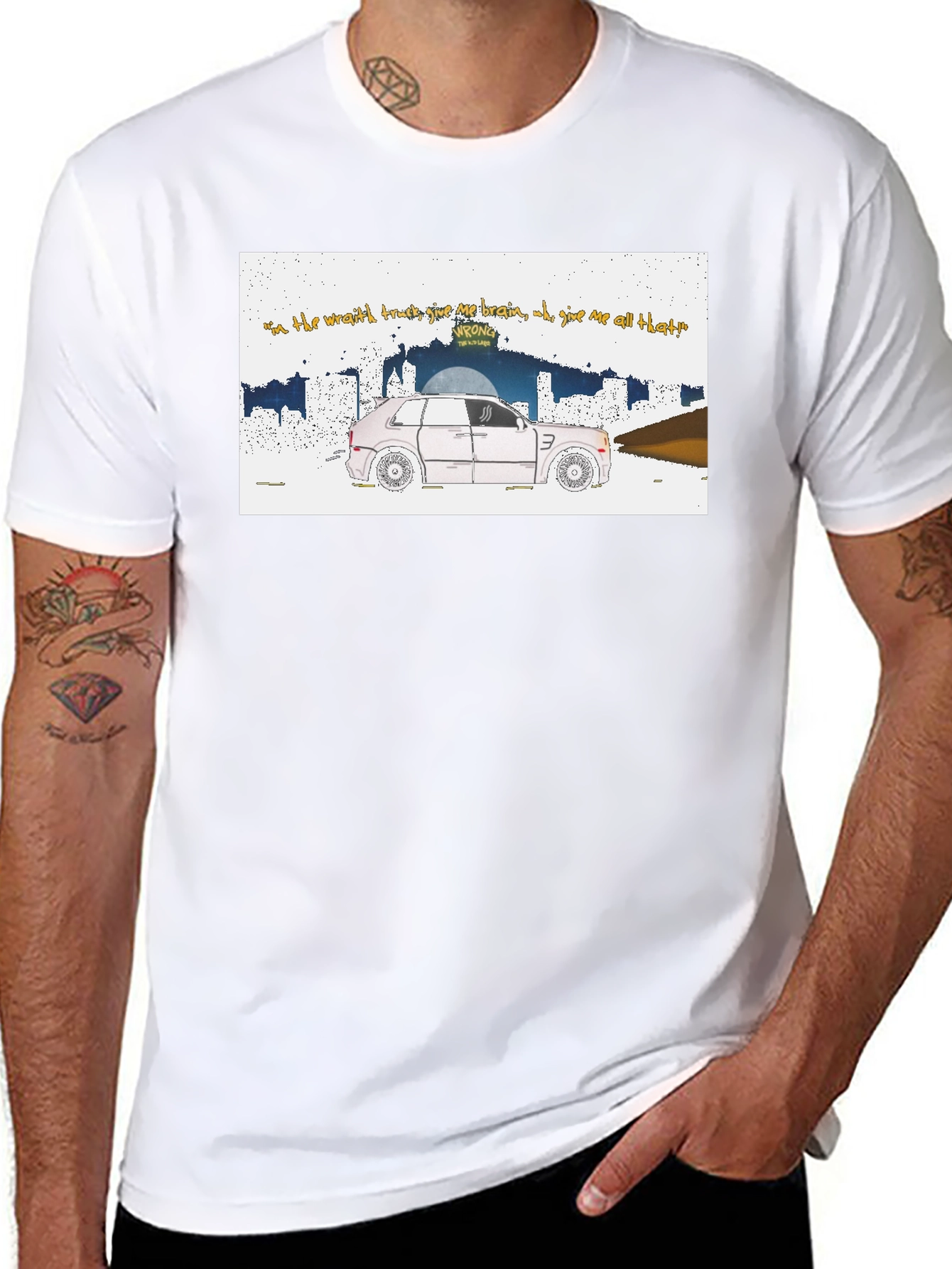 Trendy Graphic Tee - Car & Lyrics