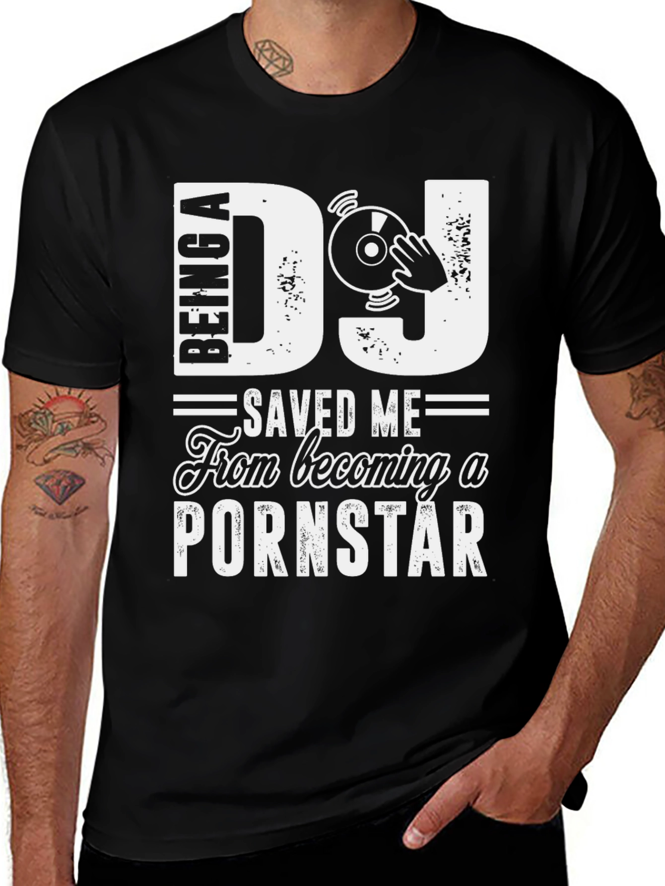 DJ Saved Me From Pornstar Black T-Shirt