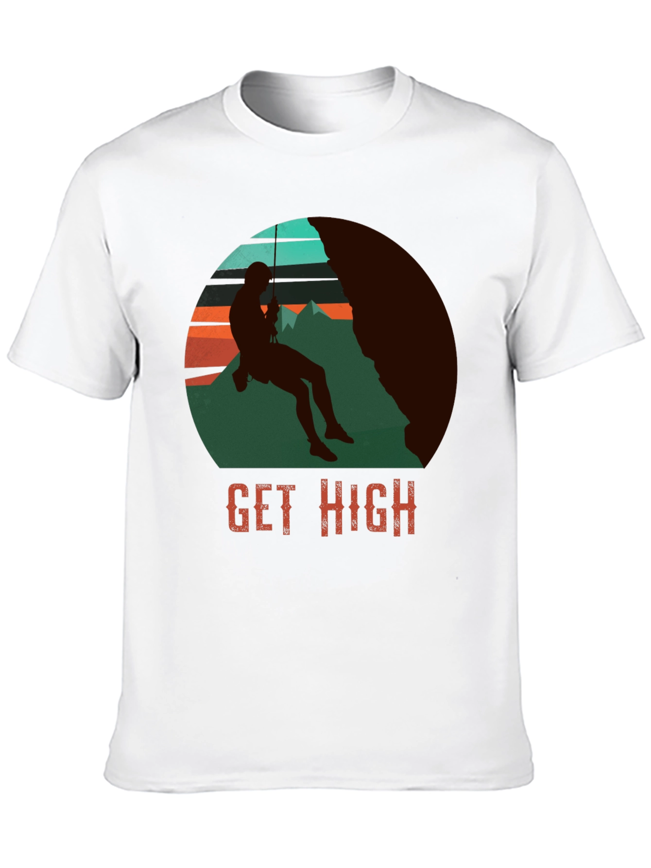 Get High Rock Climbing Graphic T-Shirt