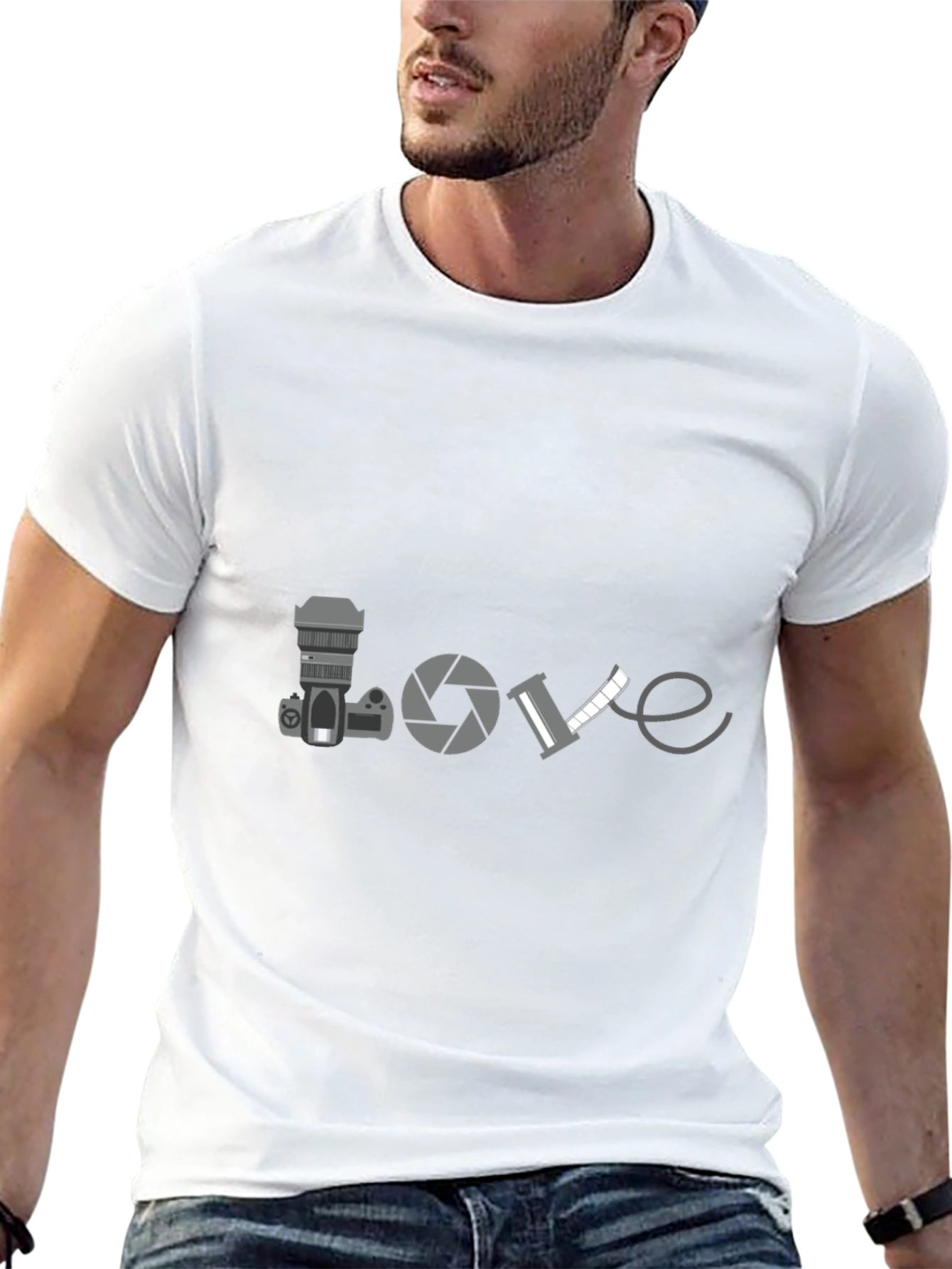 Photographer Love T-Shirt - Black Crew Neck Tee