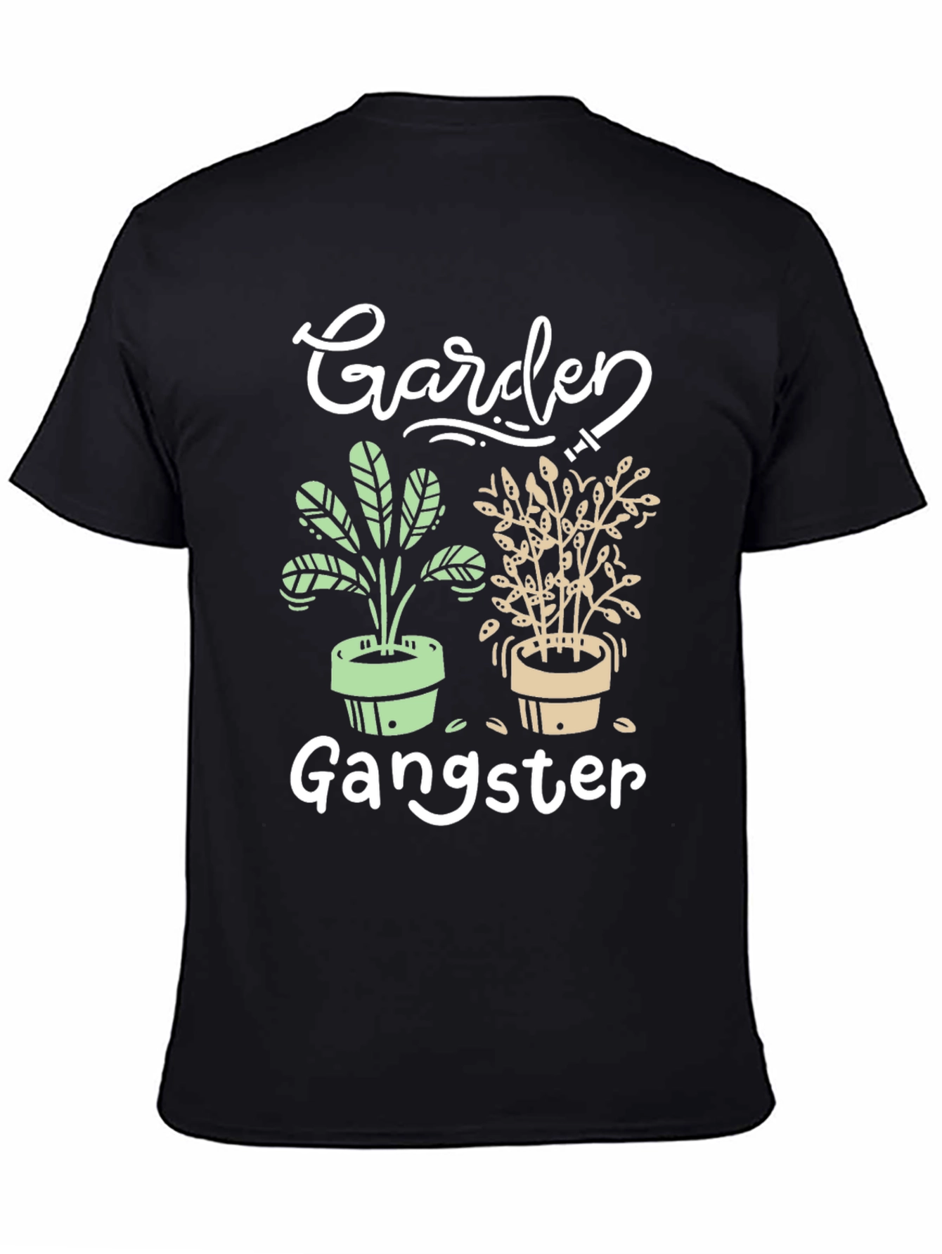 Garden Gangster Graphic Tee - Black Cotton T-Shirt