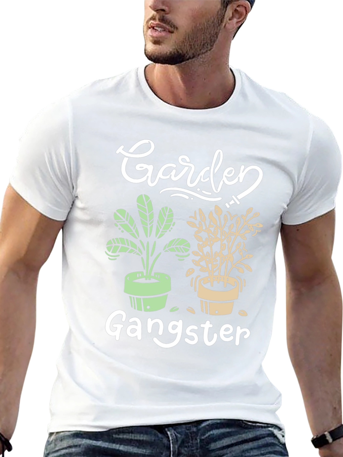 Garden Gangster Graphic Tee - Black Cotton T-Shirt