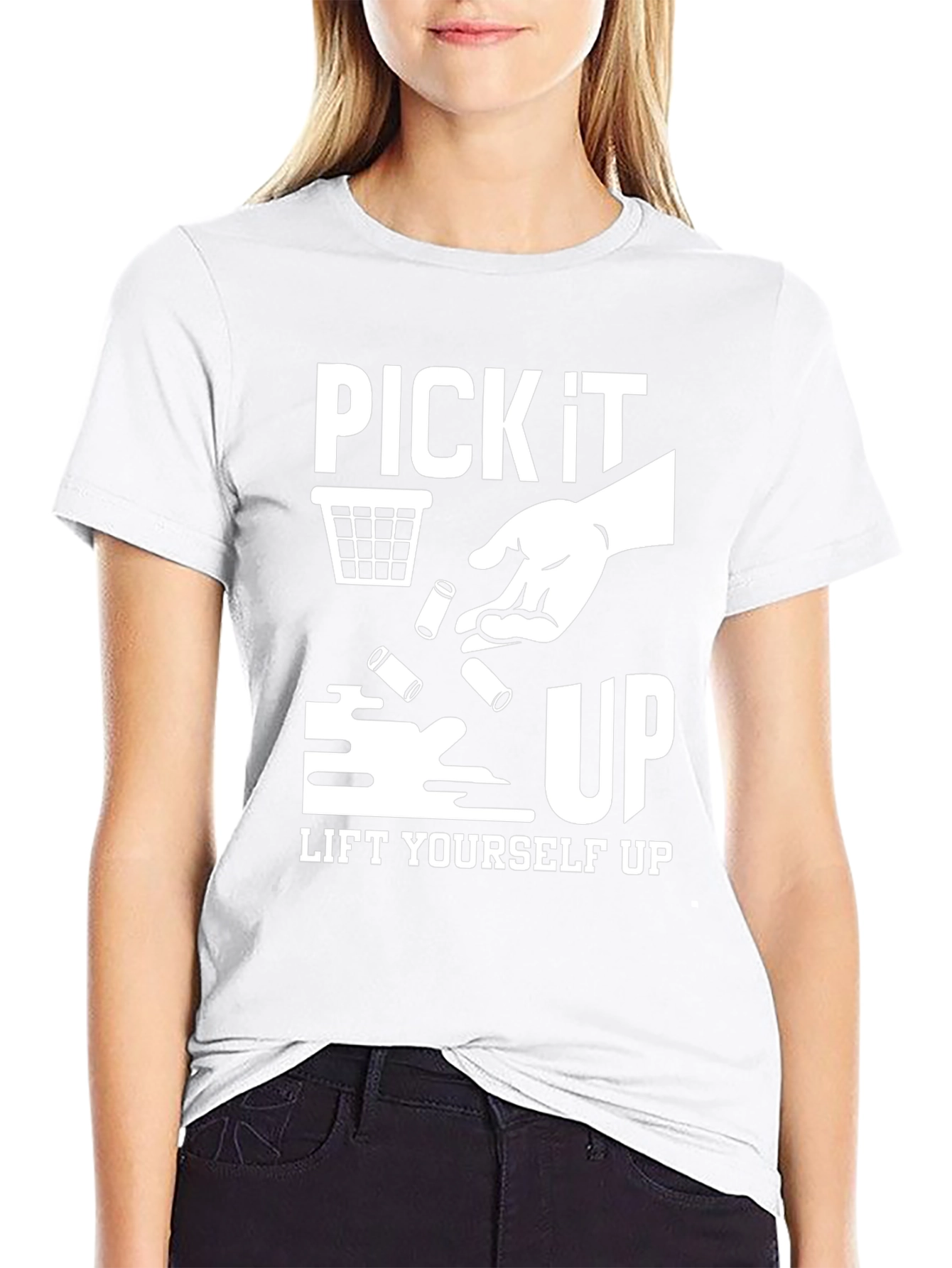 Pick It Up! Graphic Print Black T-Shirt