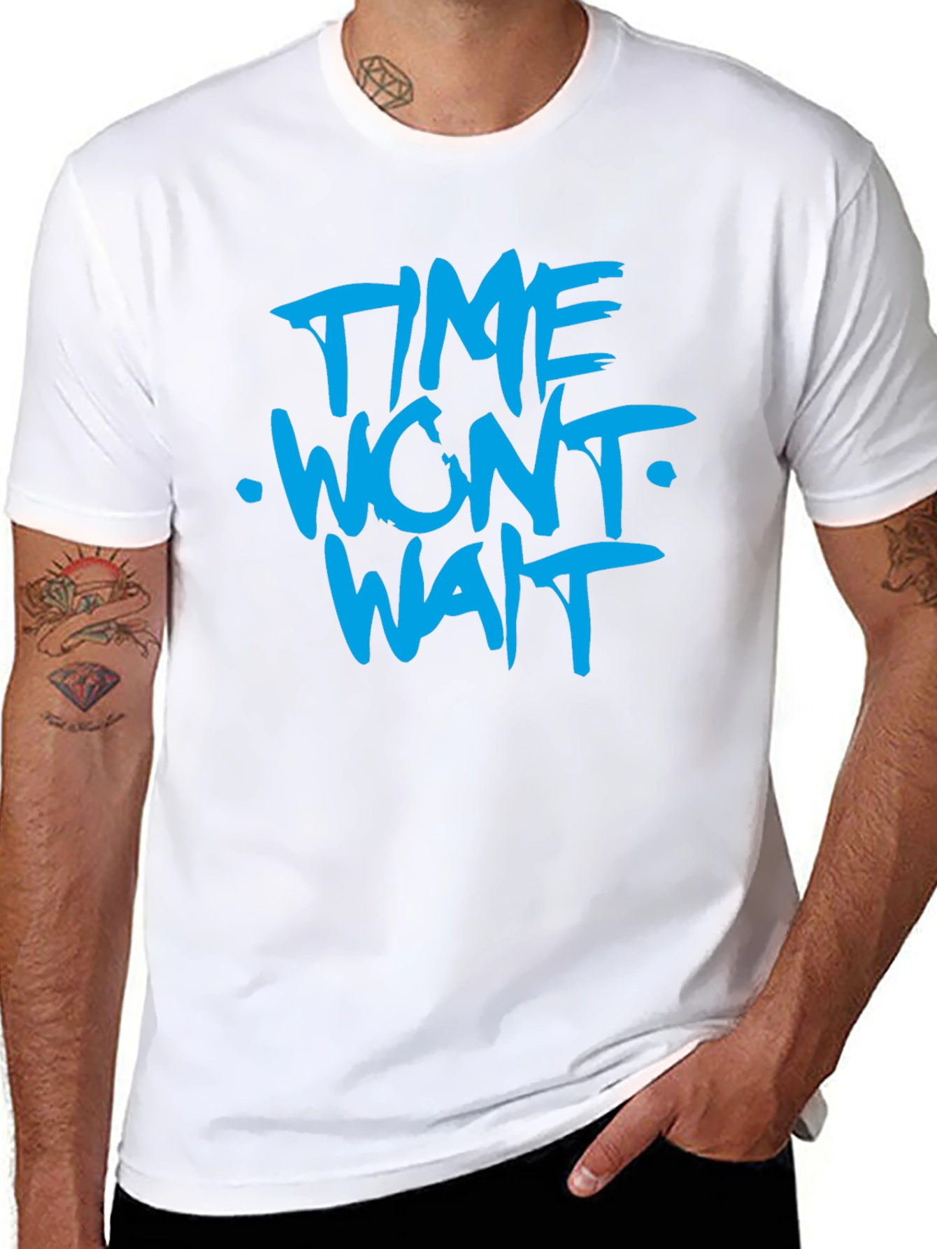 Time Wont Wait Graphic T-Shirt - Bold Blue Print