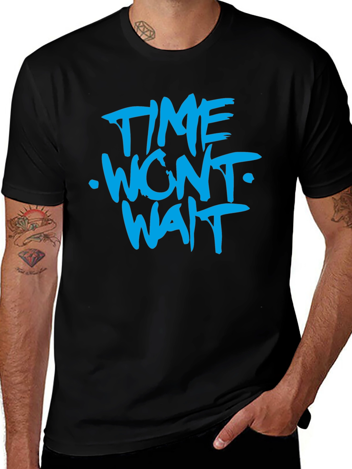 Time Wont Wait Graphic T-Shirt - Bold Blue Print