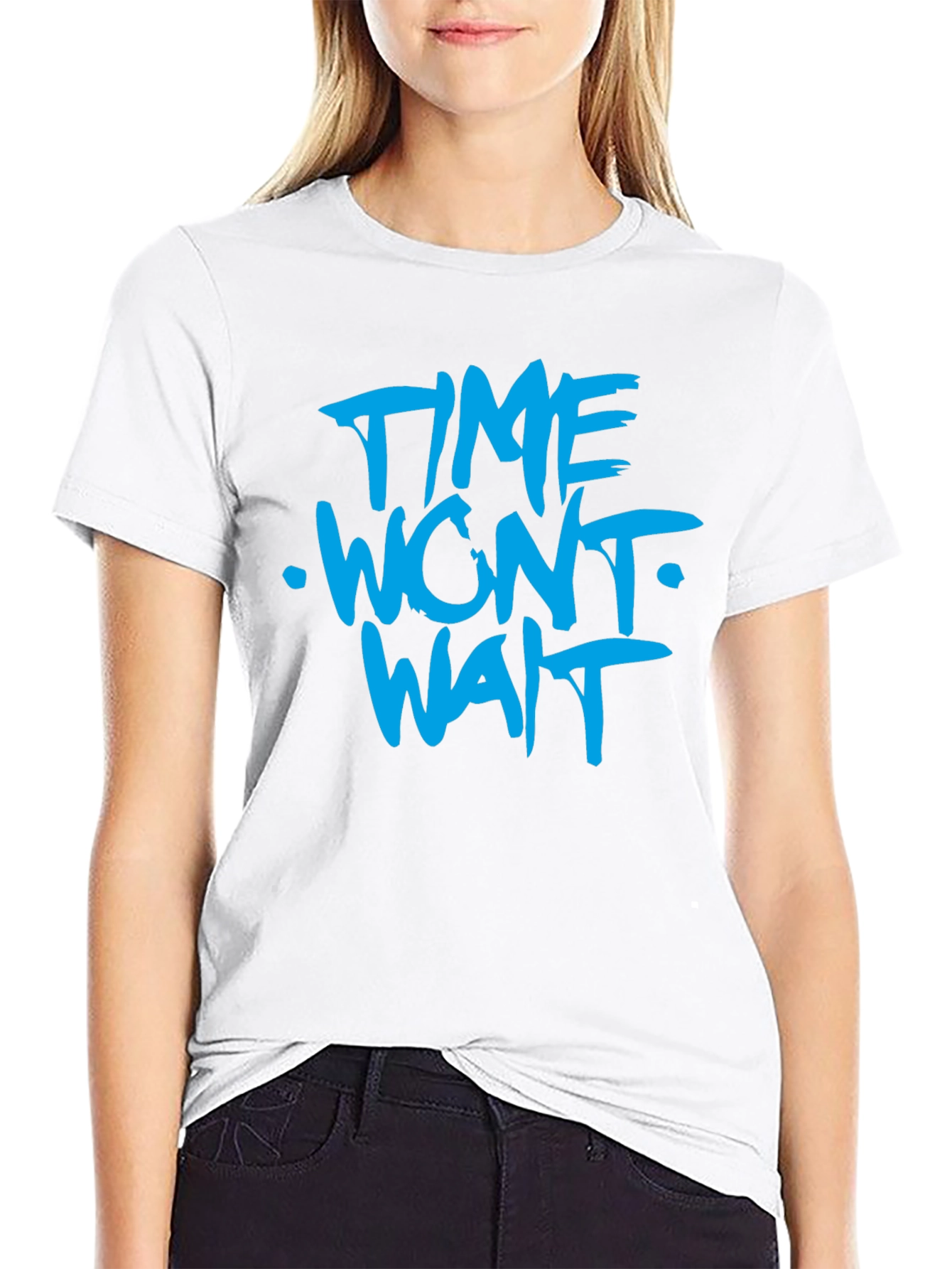 Time Wont Wait Graphic T-Shirt - Bold Blue Print