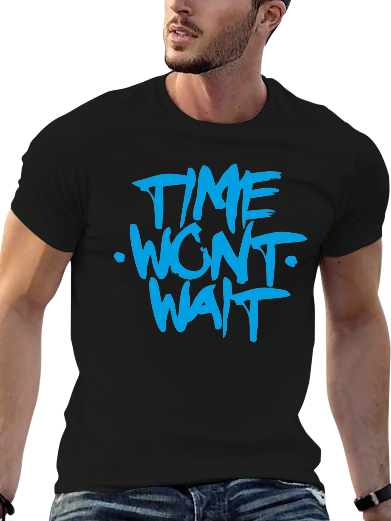 Time Wont Wait Graphic T-Shirt - Bold Blue Print
