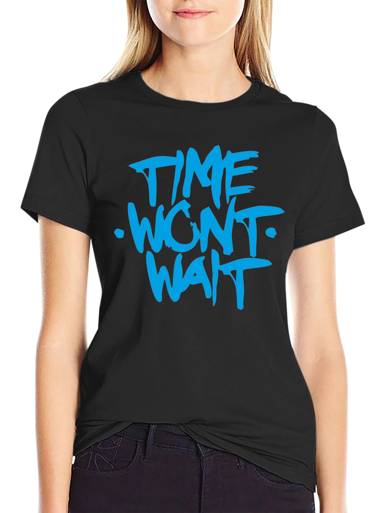 Time Wont Wait Graphic T-Shirt - Bold Blue Print