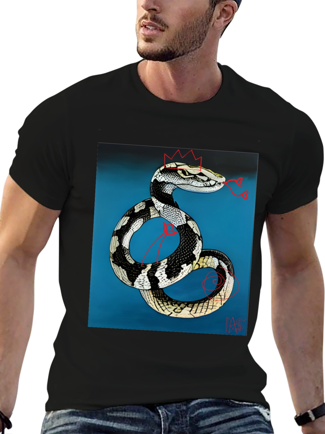 Snake King T-Shirt - Black Graphic Tee