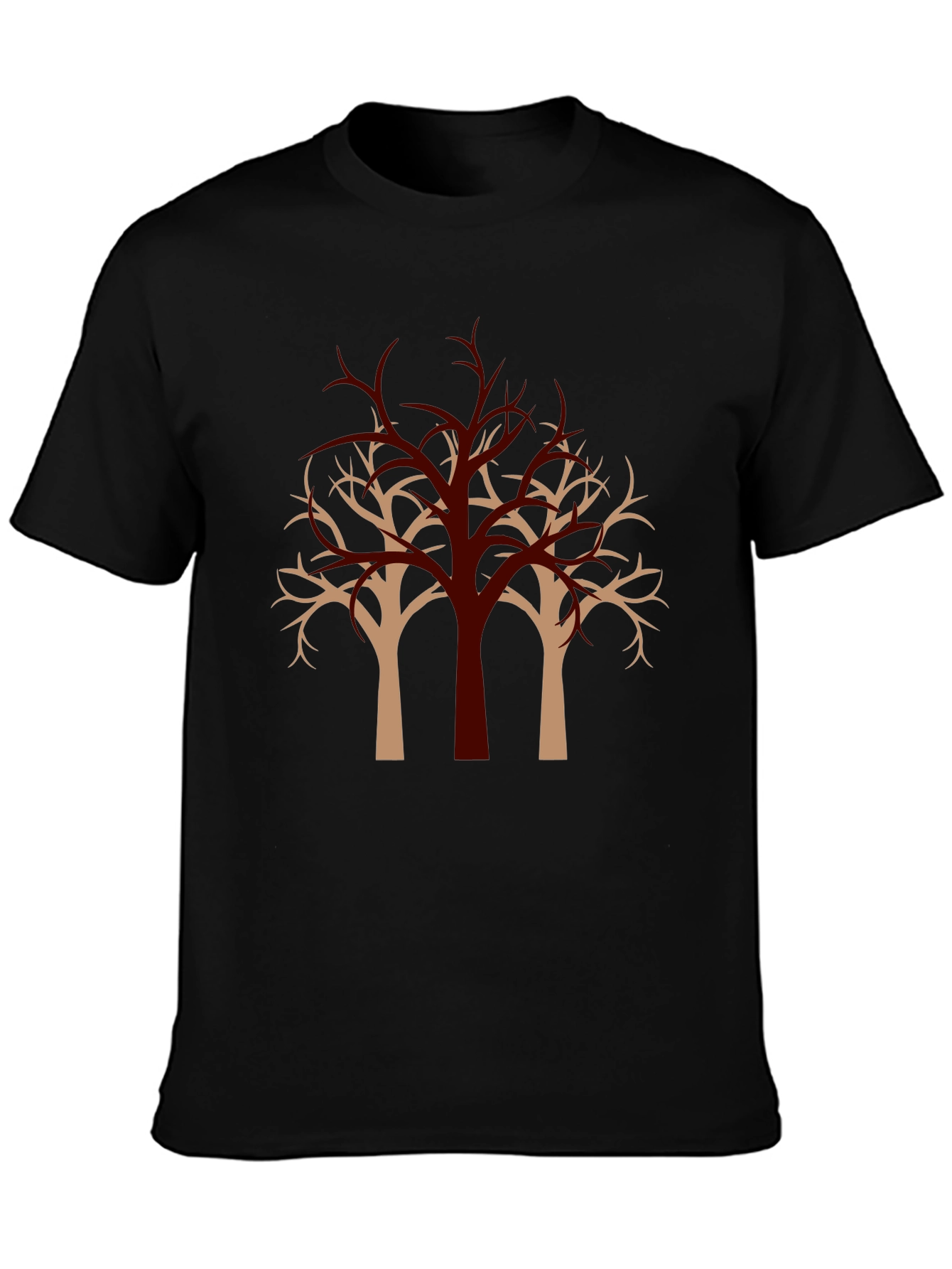 Modern Tree Graphic Black T-Shirt