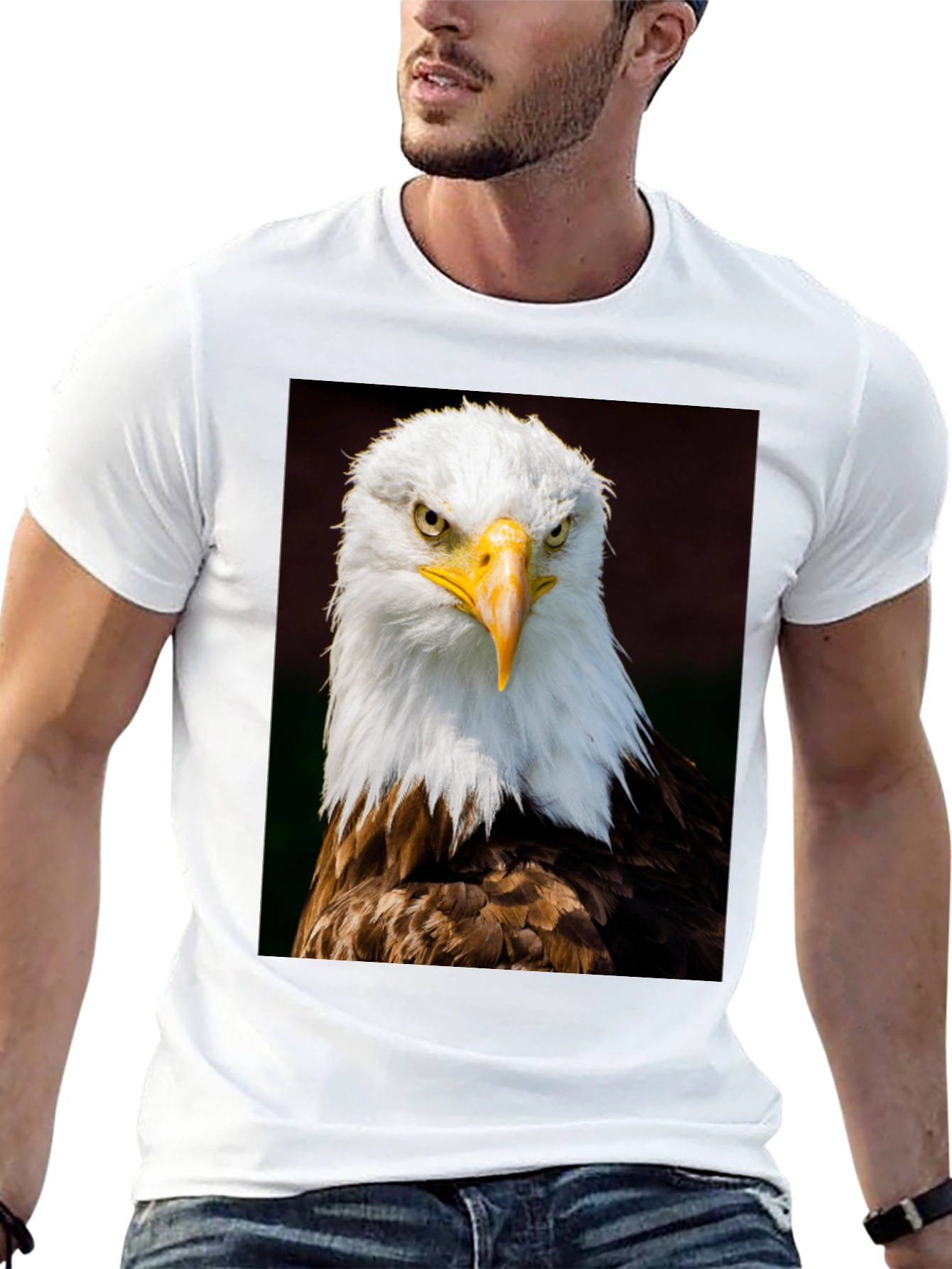 Bald Eagle Graphic Print Black T-Shirt