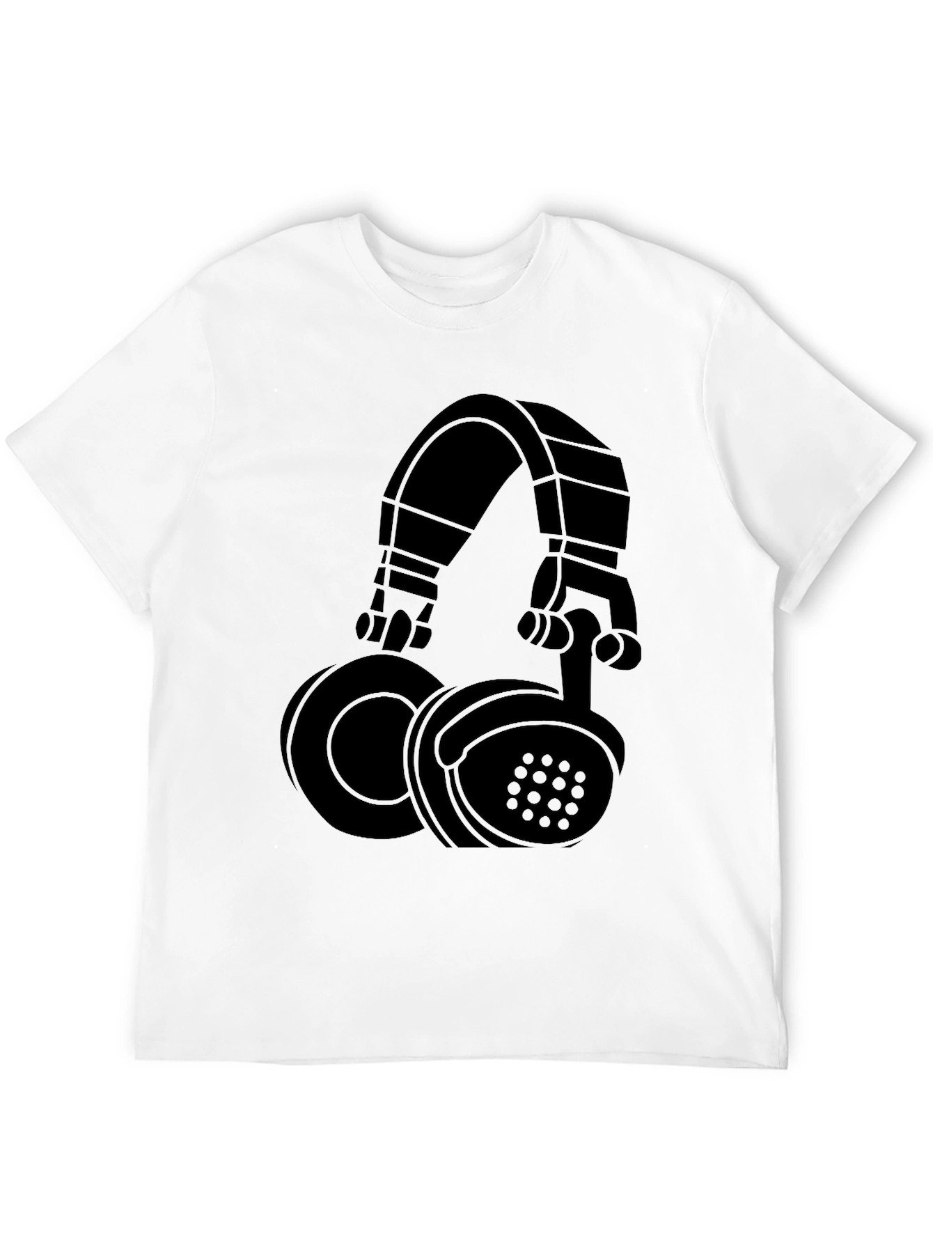 Black Graphic Tee - Headphones Design