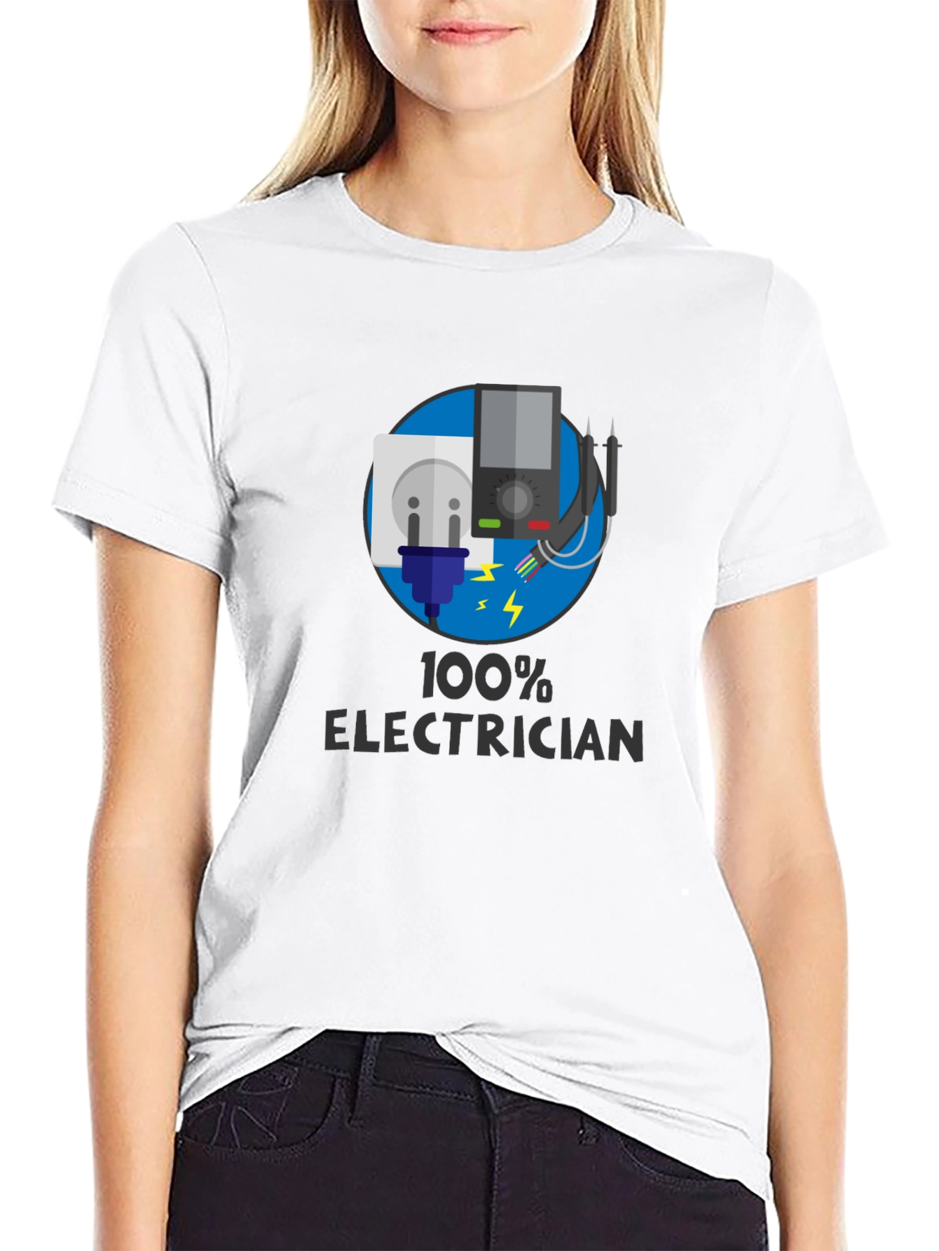 100% Electrician Black T-Shirt
