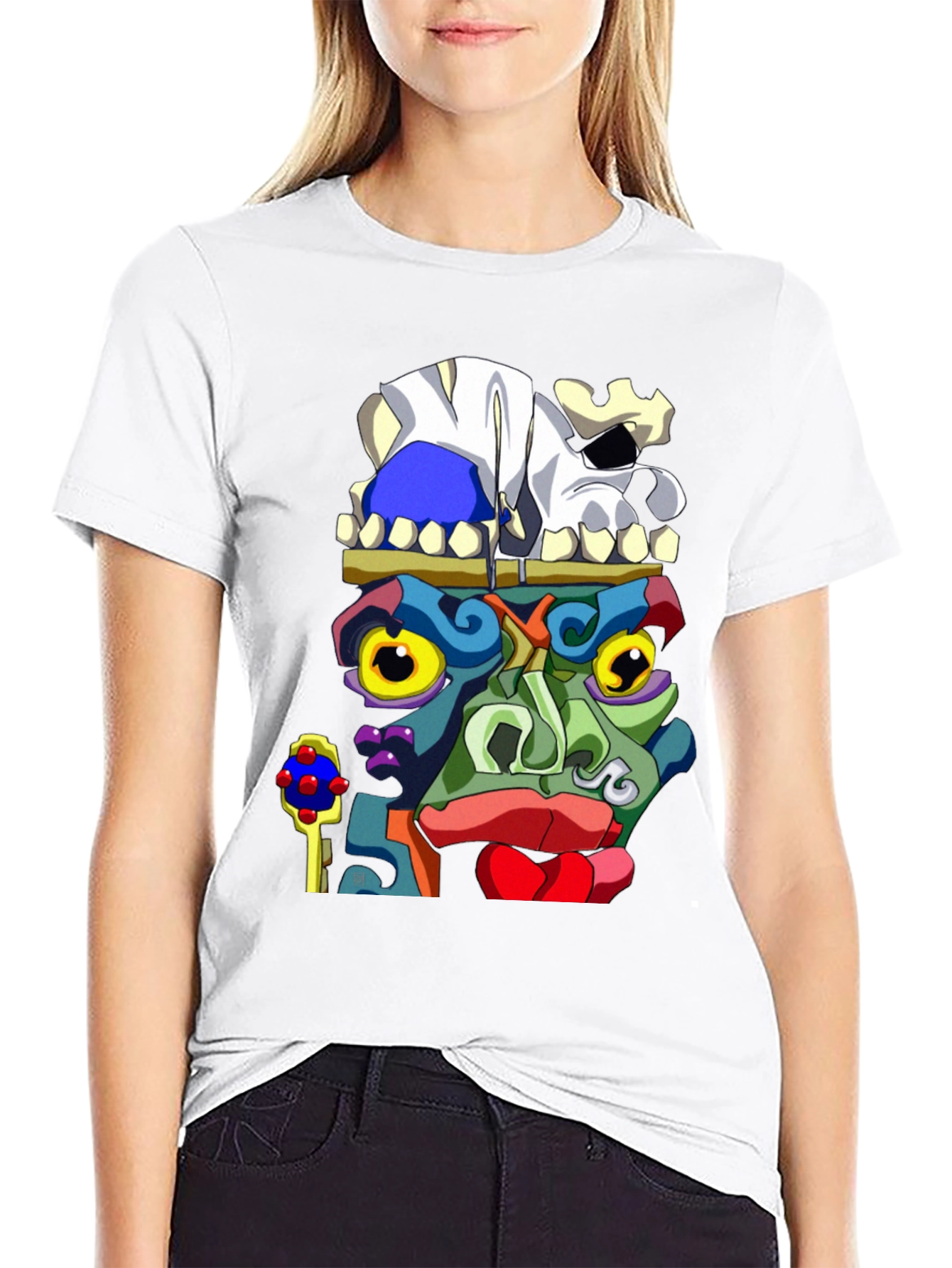 Abstract Face Graphic Black T-Shirt