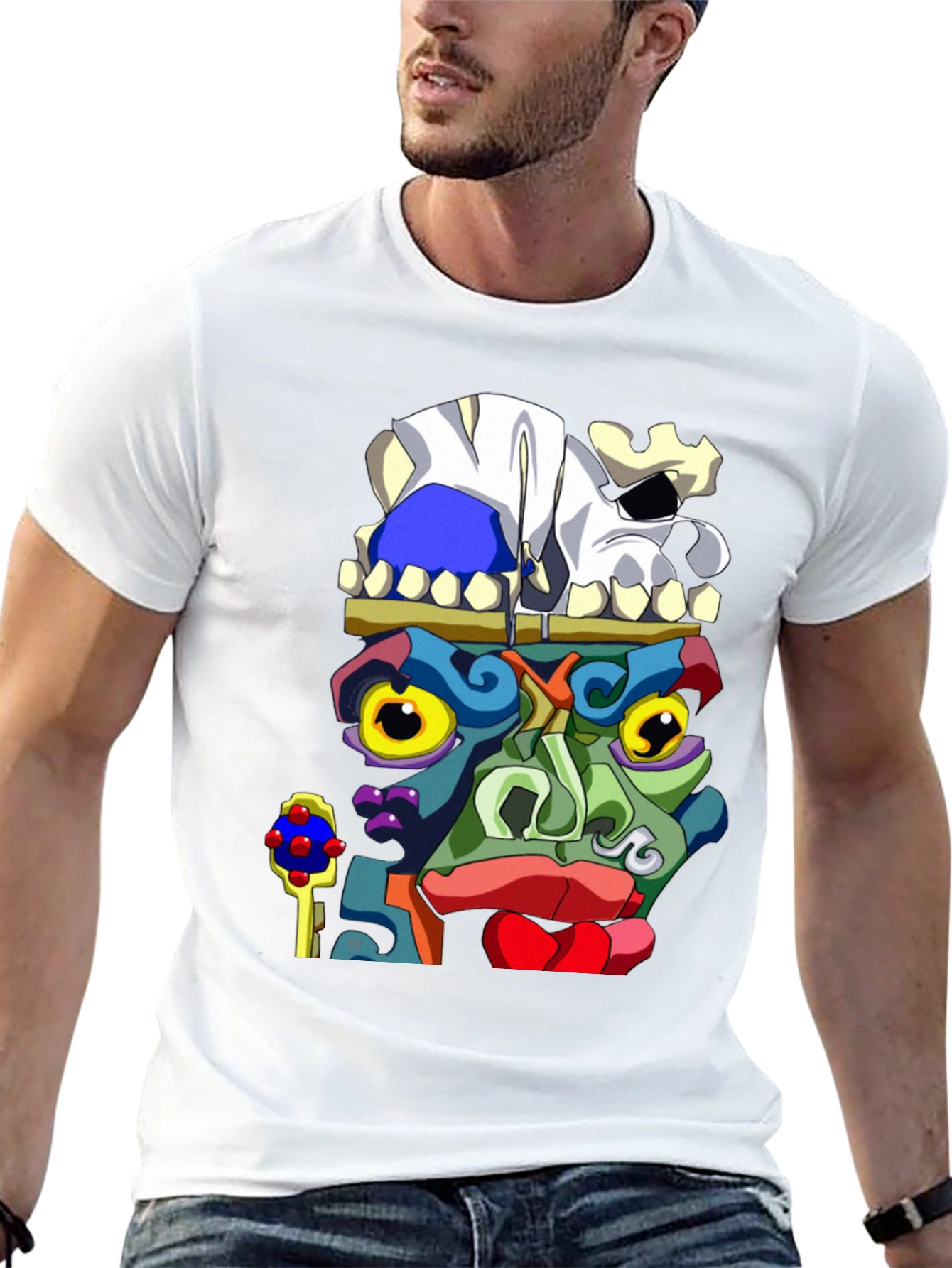 Abstract Face Graphic Black T-Shirt