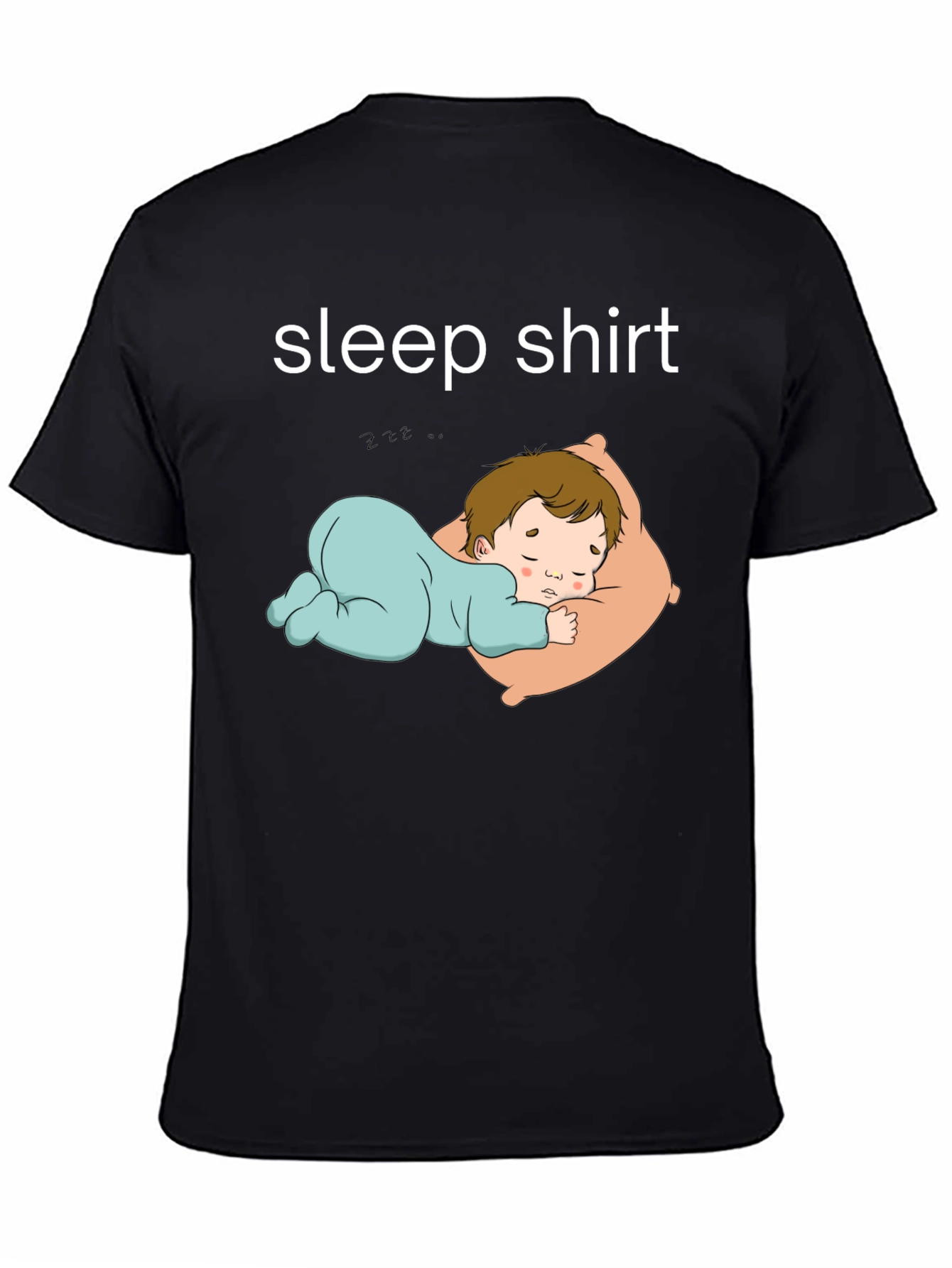 Sleep Shirt - Black Tee with Sleeping Baby Design