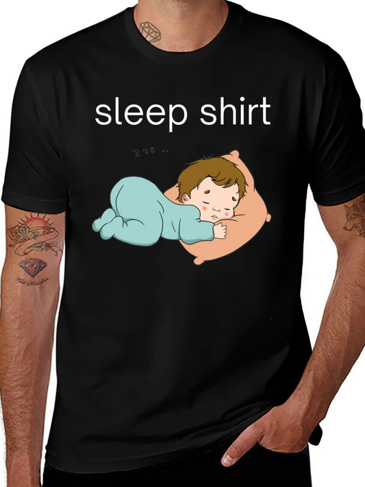 Sleep Shirt - Black Tee with Sleeping Baby Design