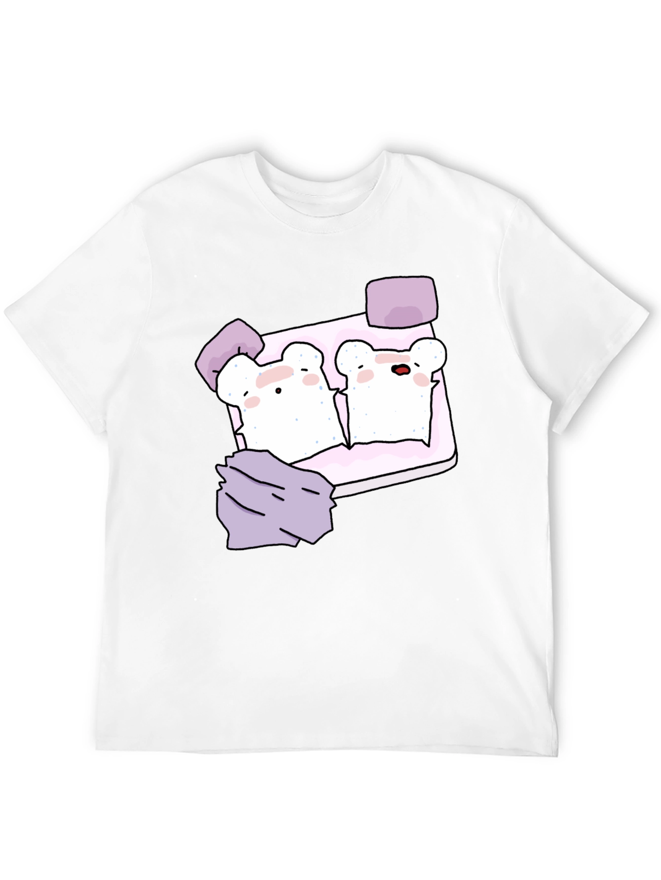 Cute Toast Bed T-Shirt - Sleepy Bears Graphic Tee