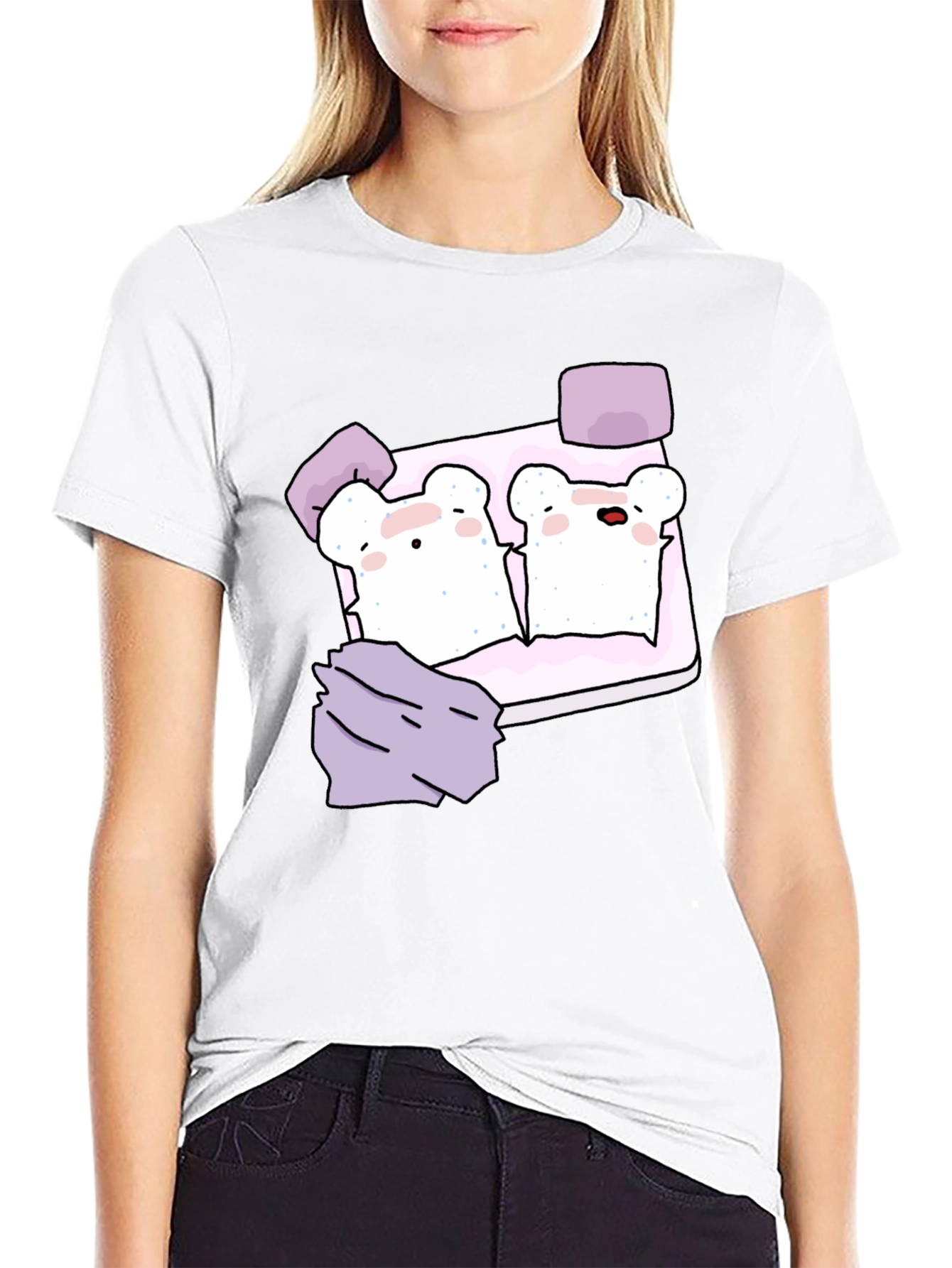 Cute Toast Bed T-Shirt - Sleepy Bears Graphic Tee