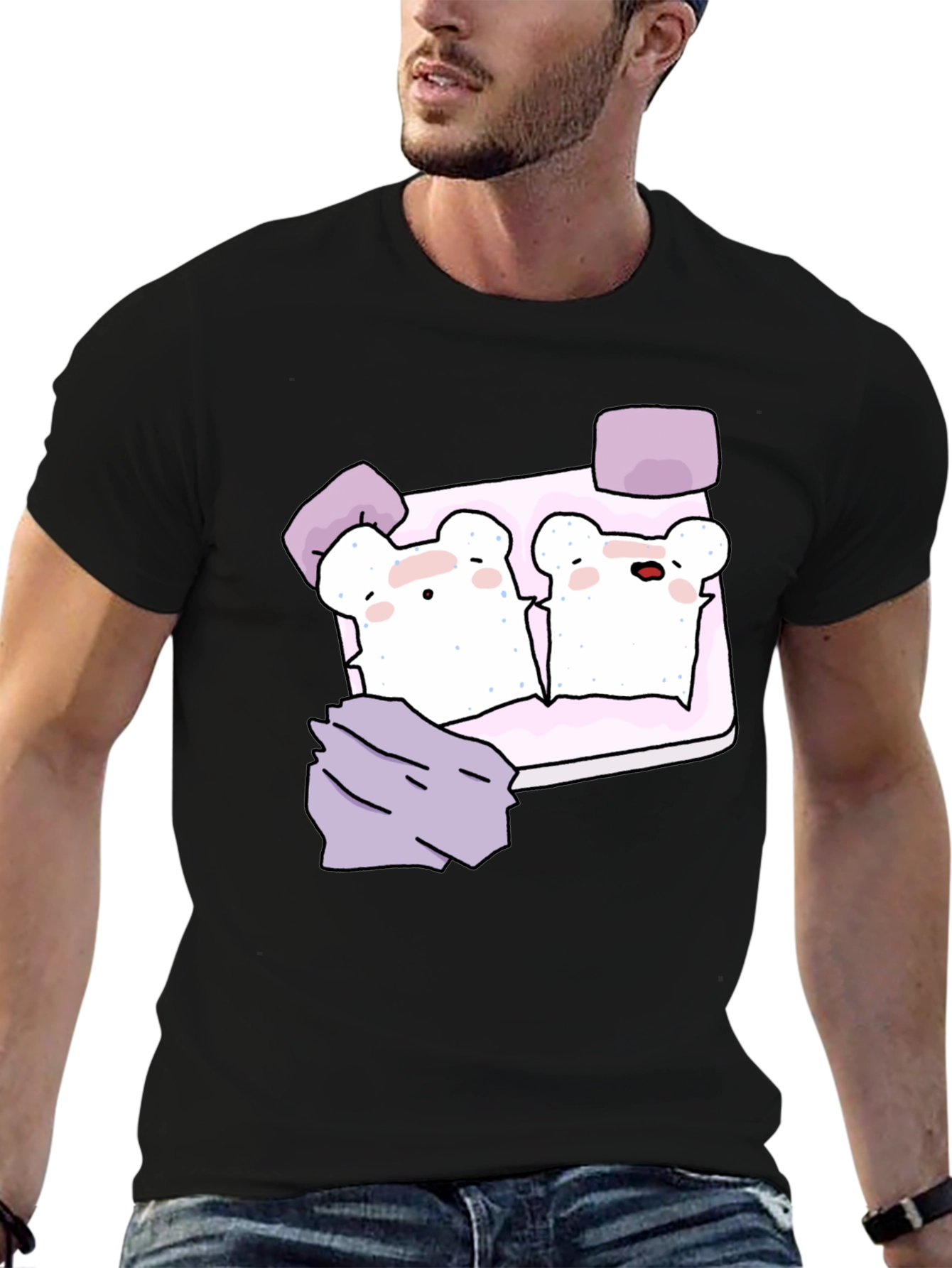 Cute Toast Bed T-Shirt - Sleepy Bears Graphic Tee