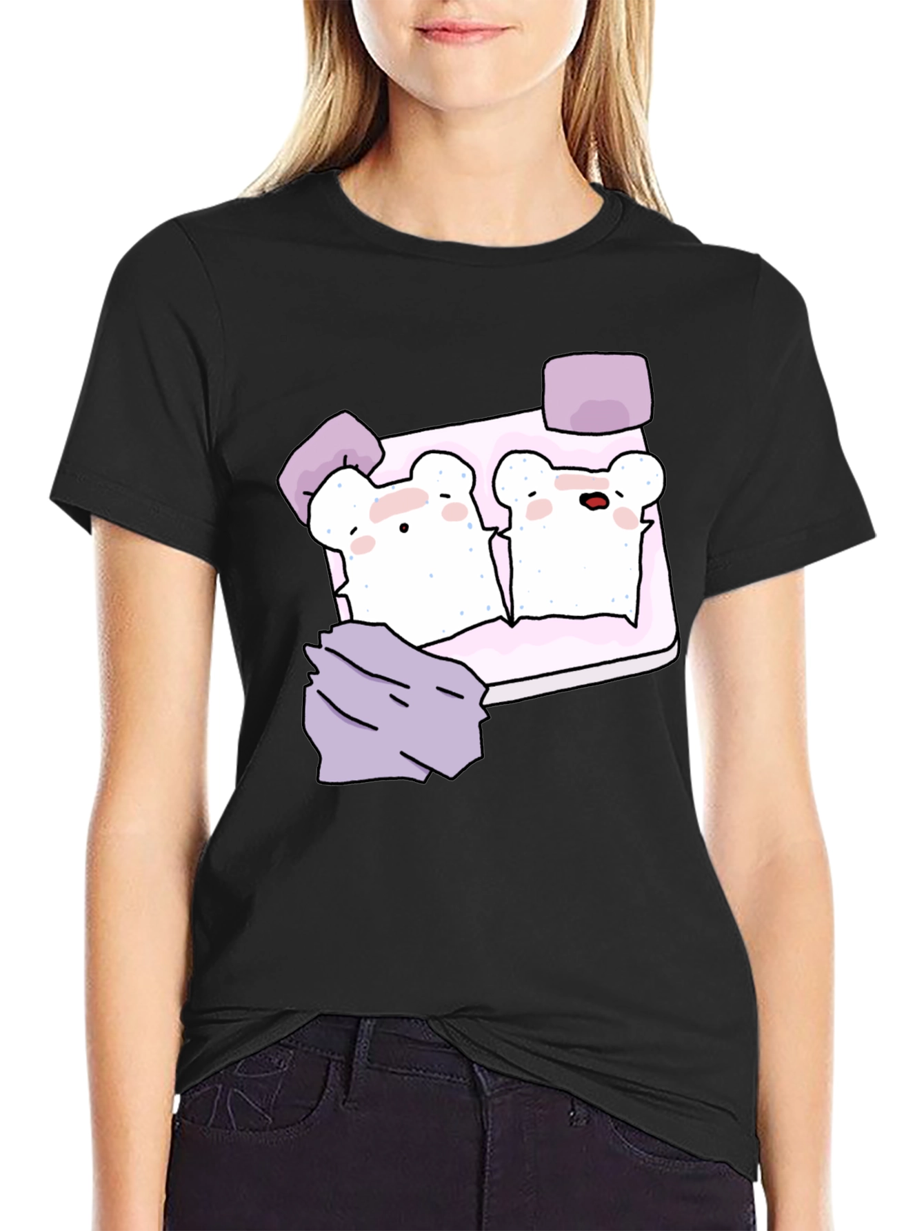 Cute Toast Bed T-Shirt - Sleepy Bears Graphic Tee