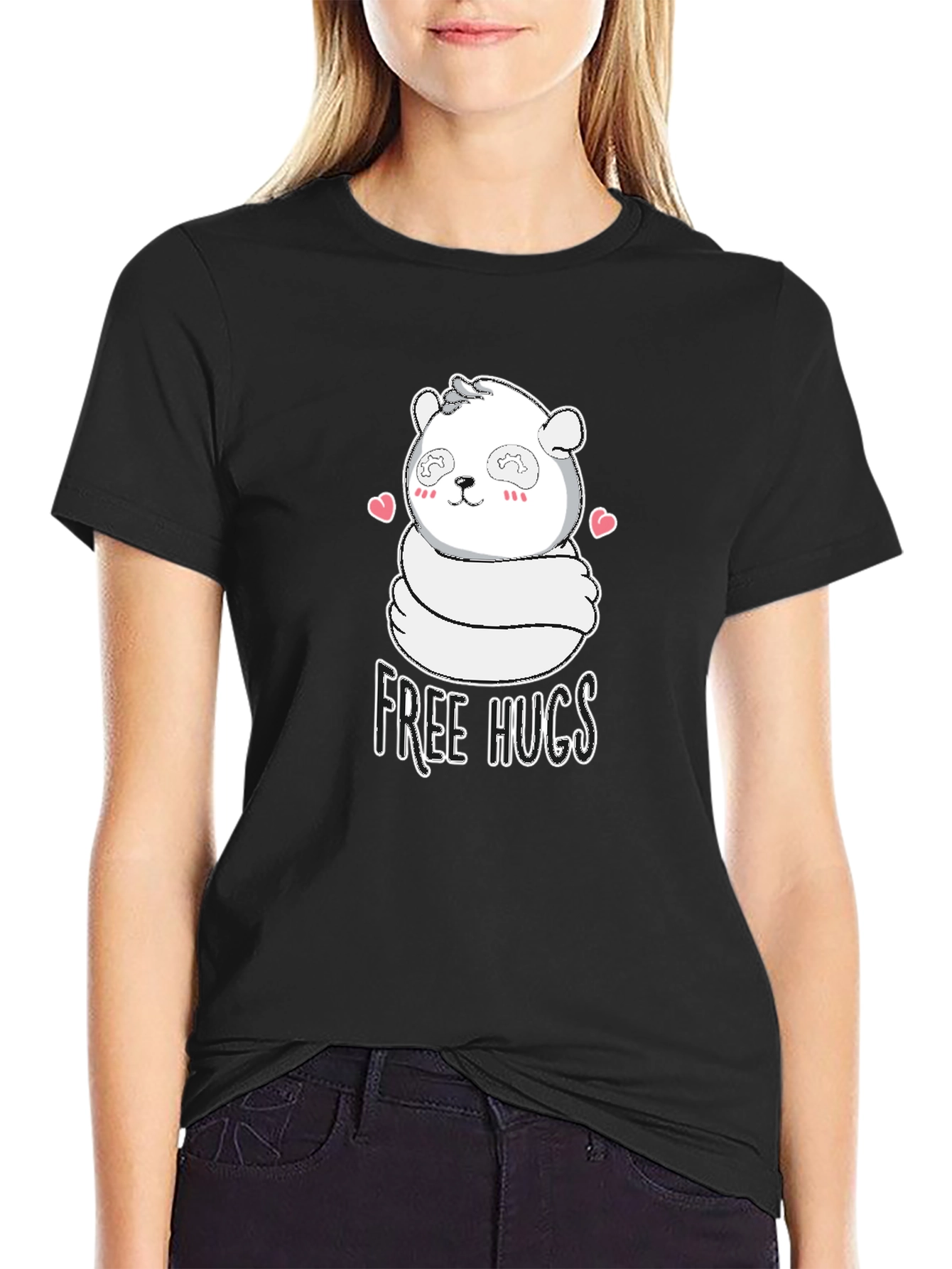 Cute Panda Free Hugs Graphic T-Shirt