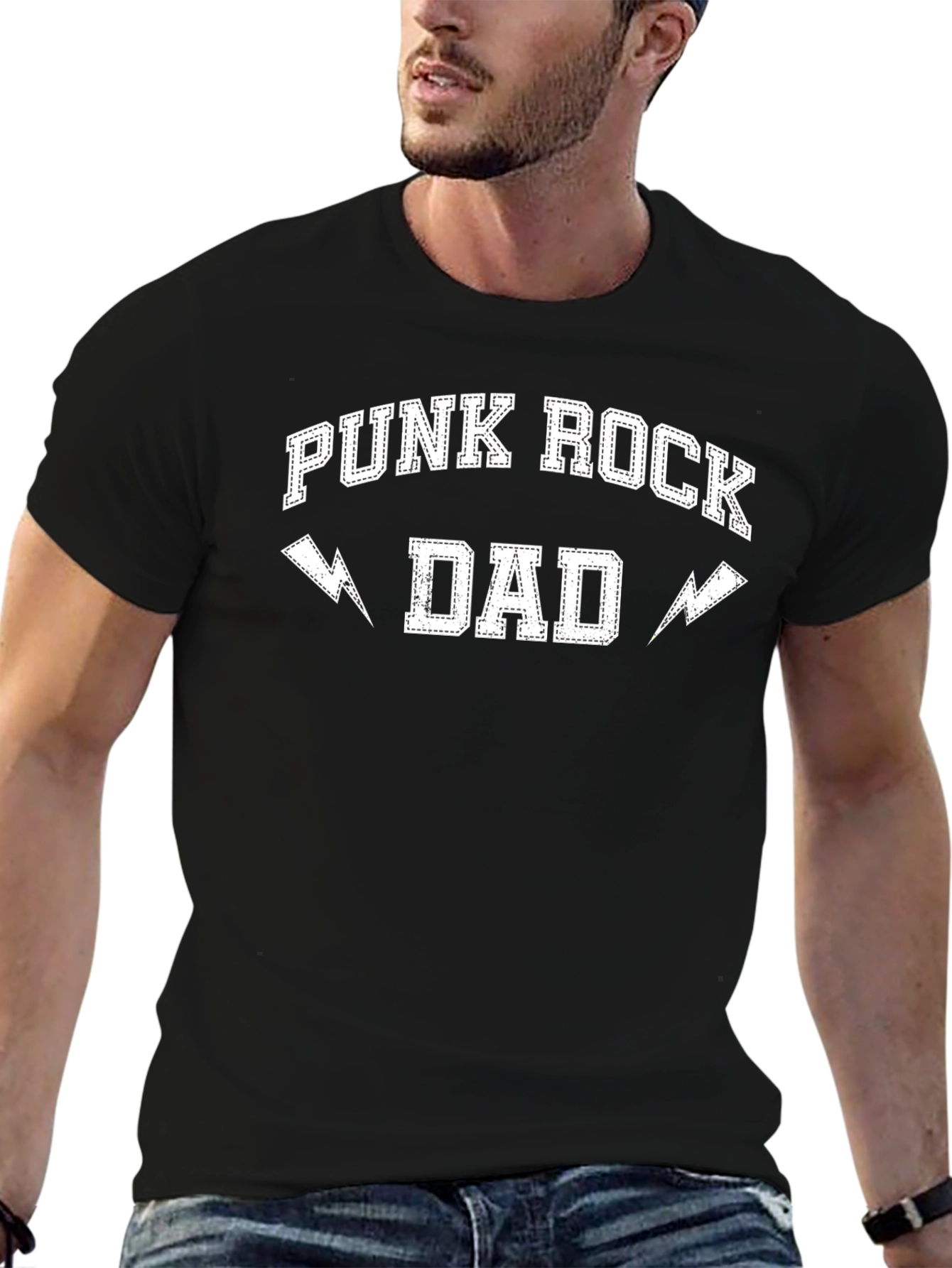 Punk Rock Dad Graphic Tee - Black Cotton T-Shirt