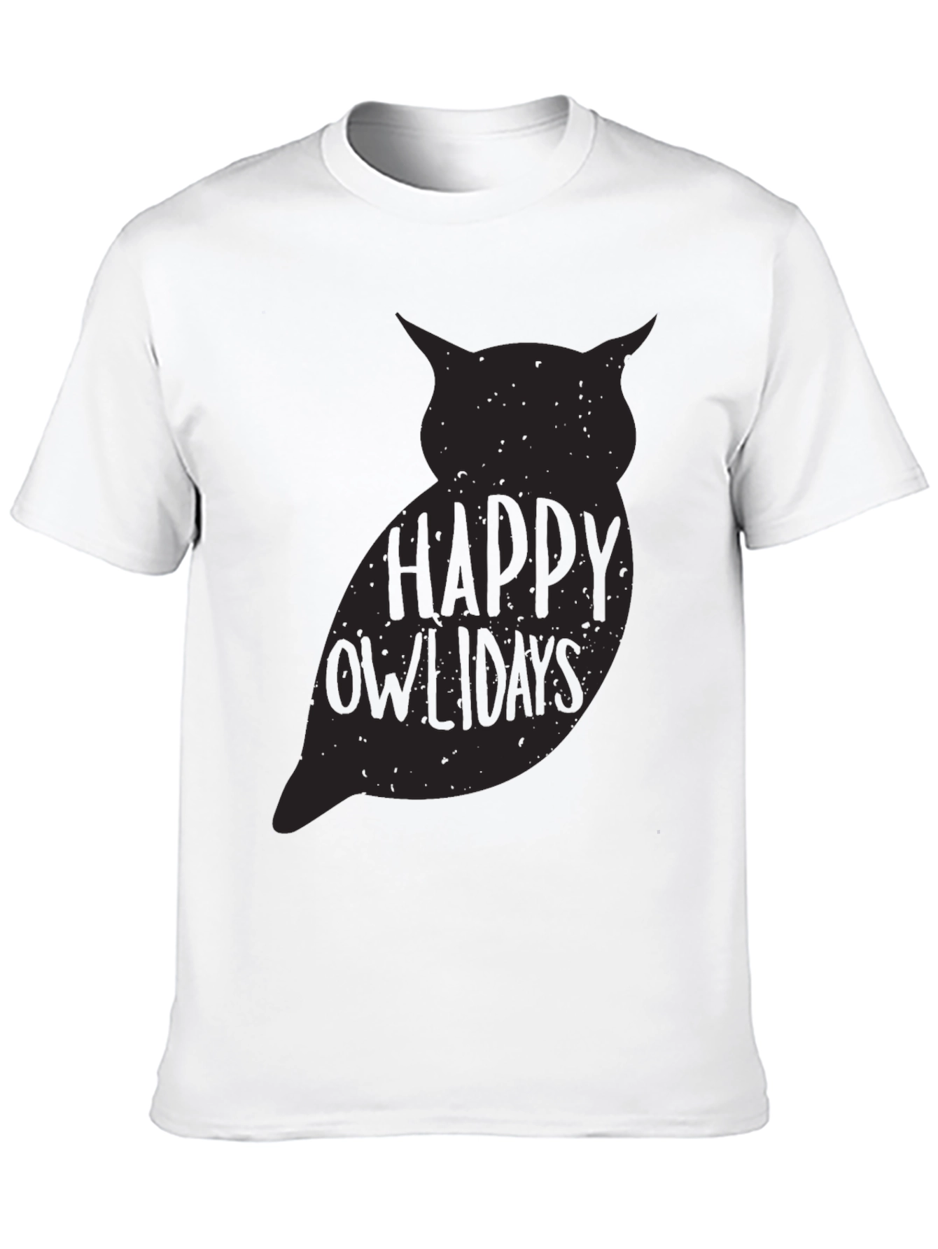 Happy Owlydays Graphic Print Crew Neck T-Shirt