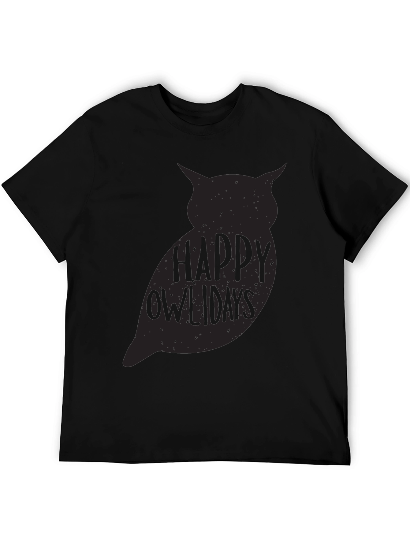 Happy Owlydays Graphic Print Crew Neck T-Shirt