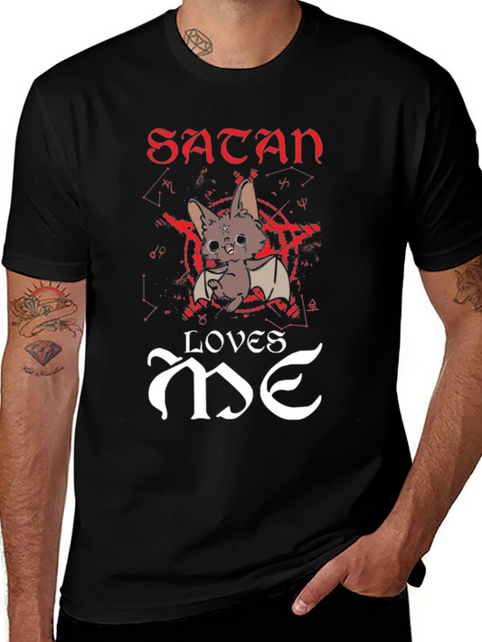 Satan Loves Me Graphic Tee - Black