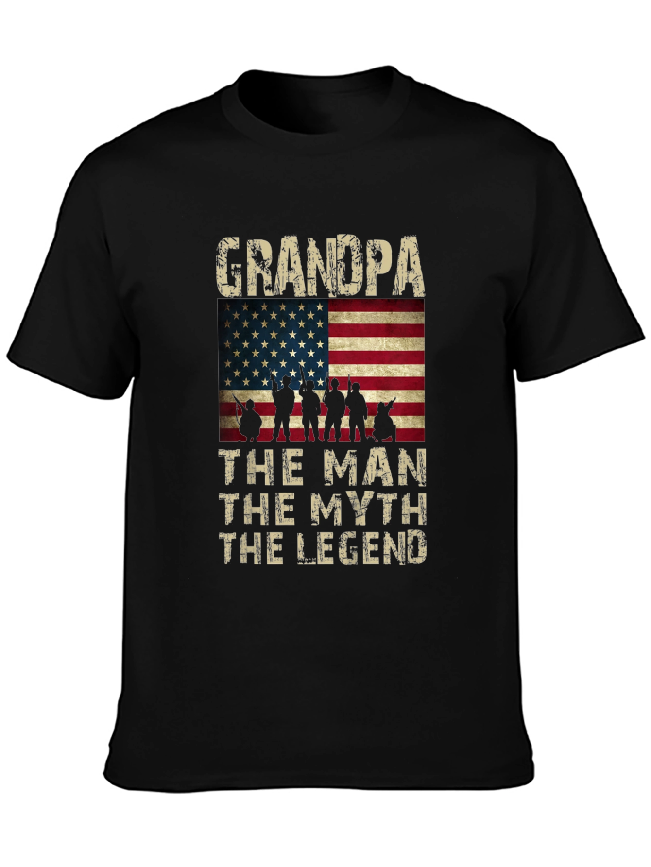 Grandpa The Man The Myth Legend American Flag T-Shirt