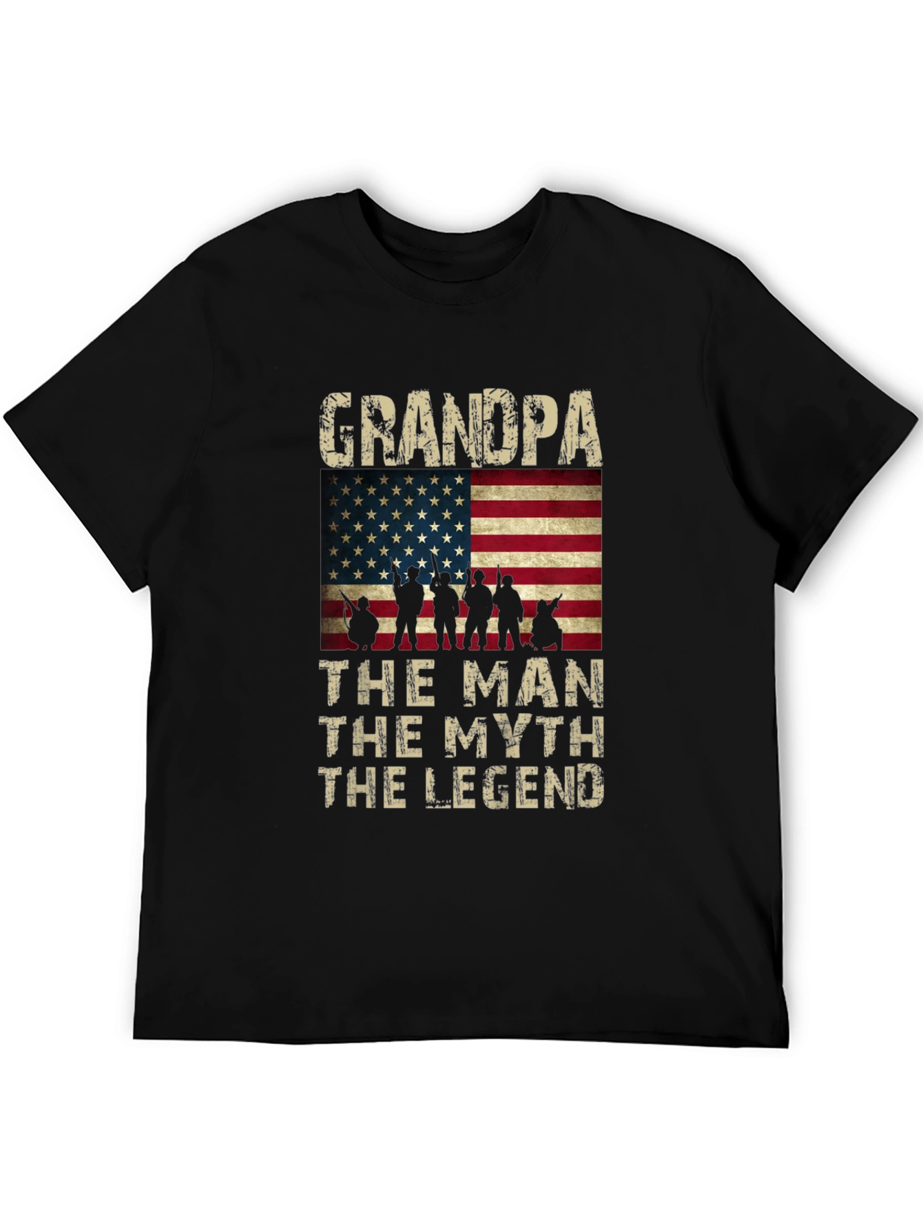 Grandpa The Man The Myth Legend American Flag T-Shirt