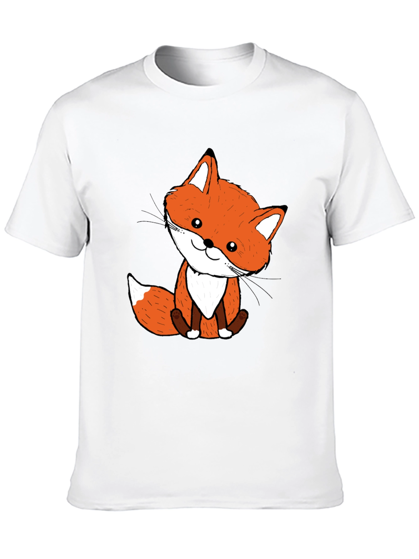 Cute Fox Graphic Tee - Black Cotton Blend
