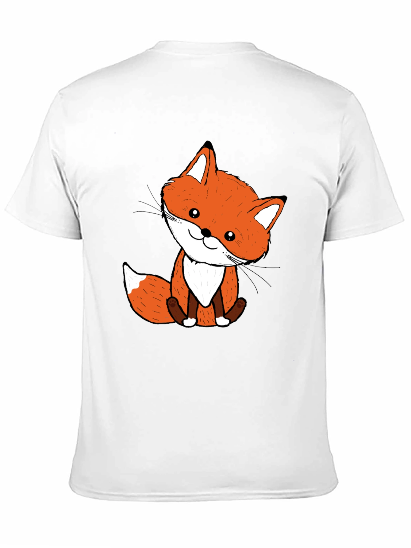 Cute Fox Graphic Tee - Black Cotton Blend