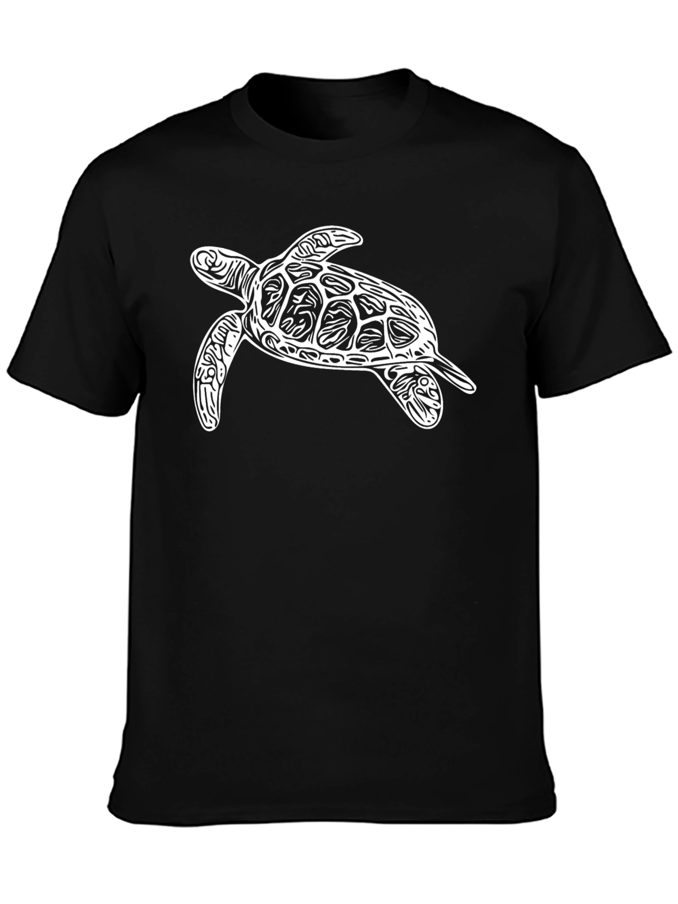 Turtle Graphic Tee - Black Cotton Casual Shirt