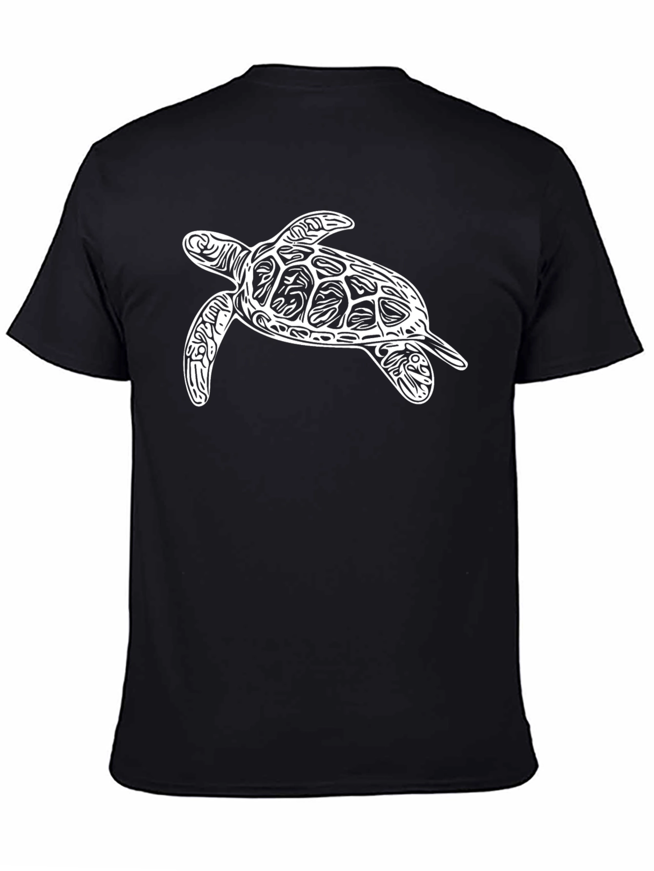 Turtle Graphic Tee - Black Cotton Casual Shirt