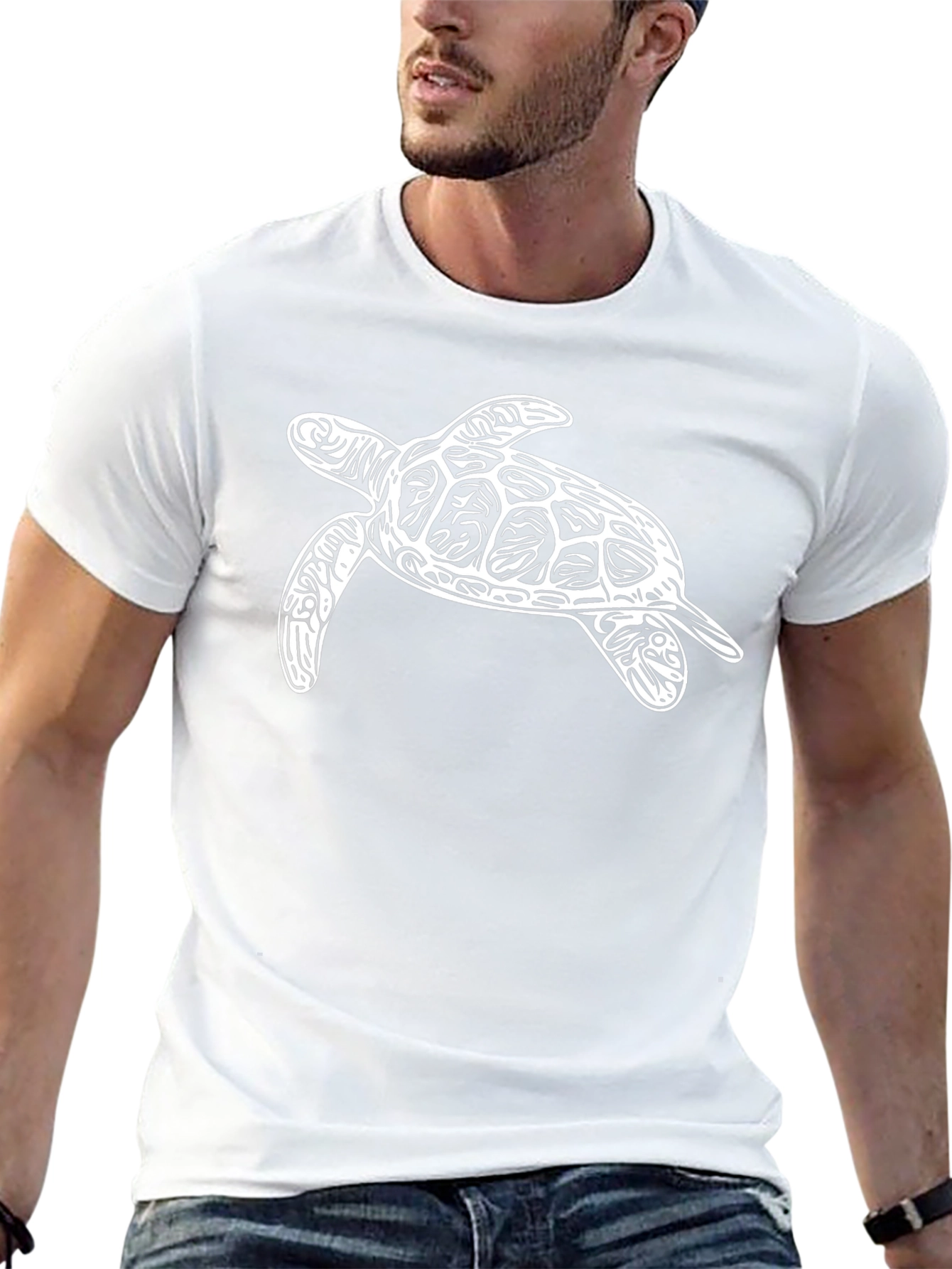 Turtle Graphic Tee - Black Cotton Casual Shirt