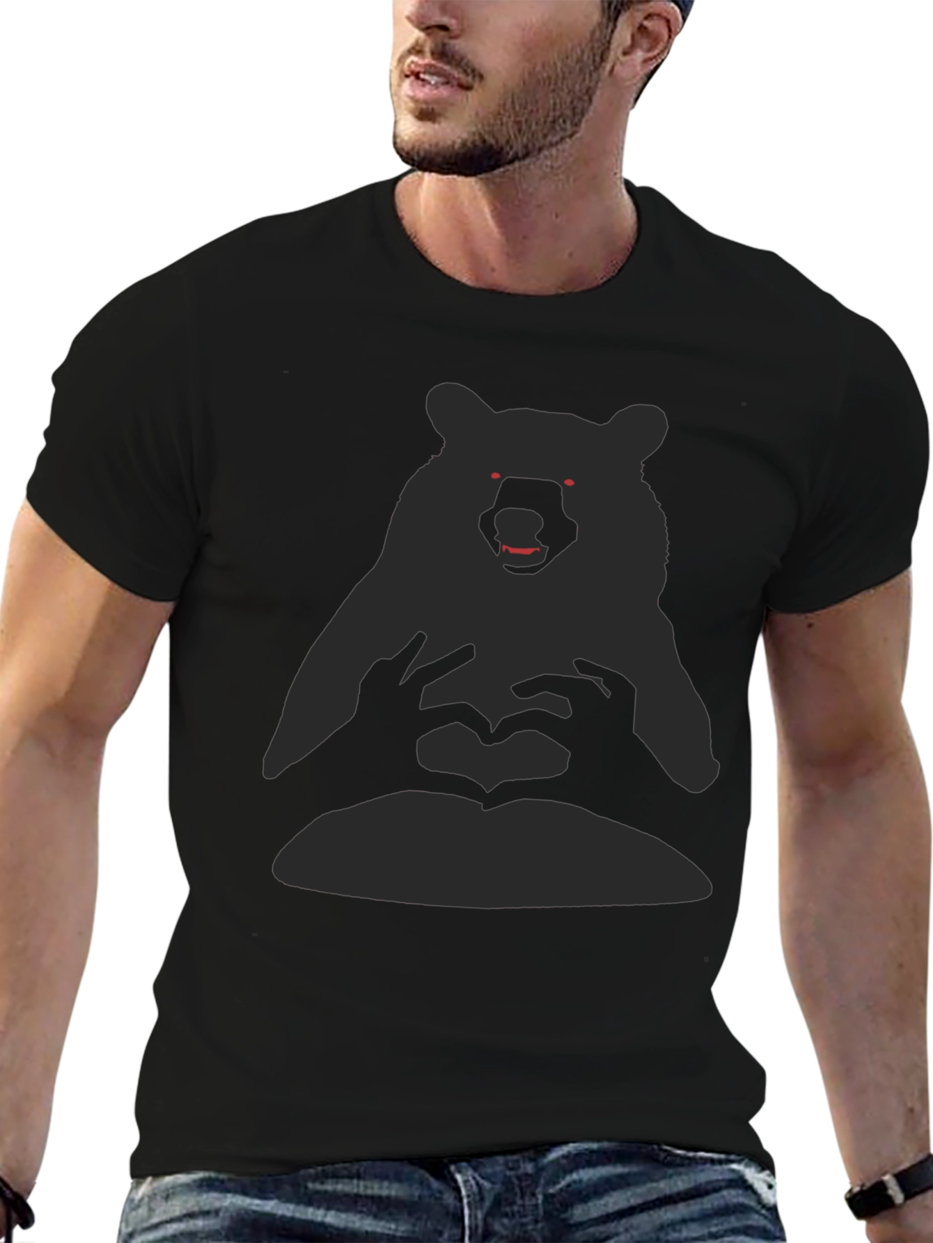 Bear Heart Hands Graphic Tee - Black