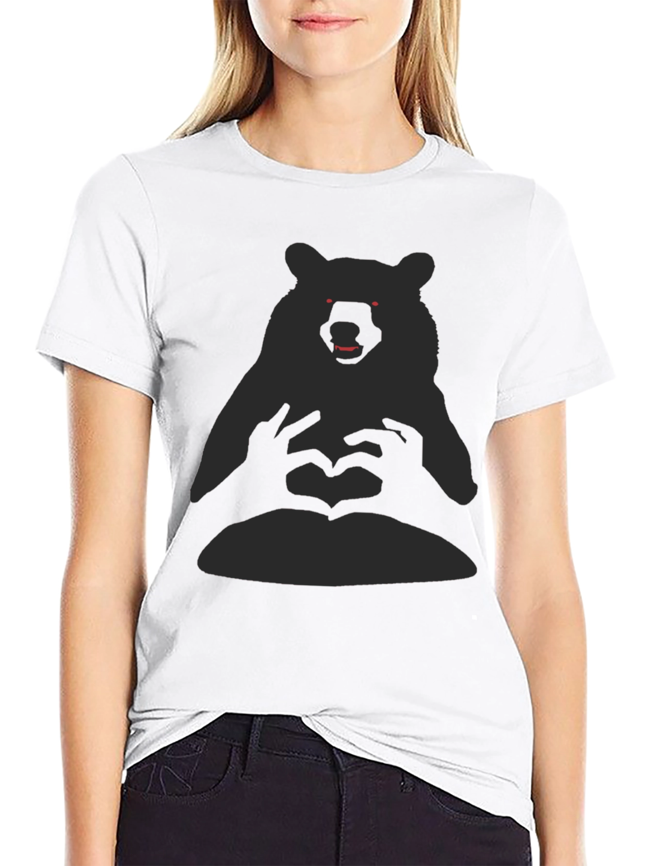Bear Heart Hands Graphic Tee - Black
