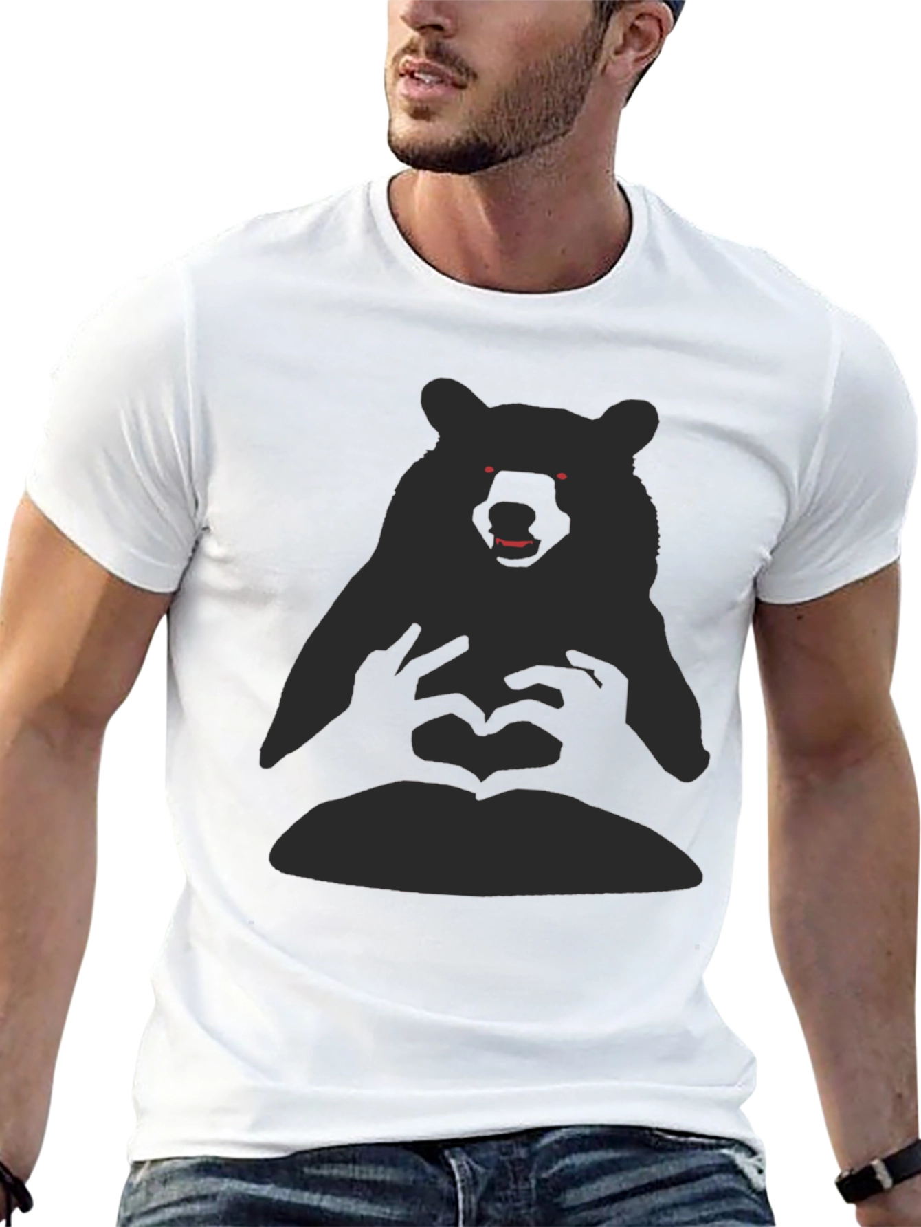 Bear Heart Hands Graphic Tee - Black
