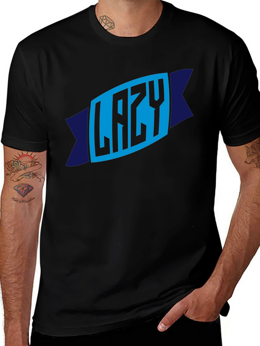 Lazy Graphic Tee - Mens Crew Neck Black T-Shirt
