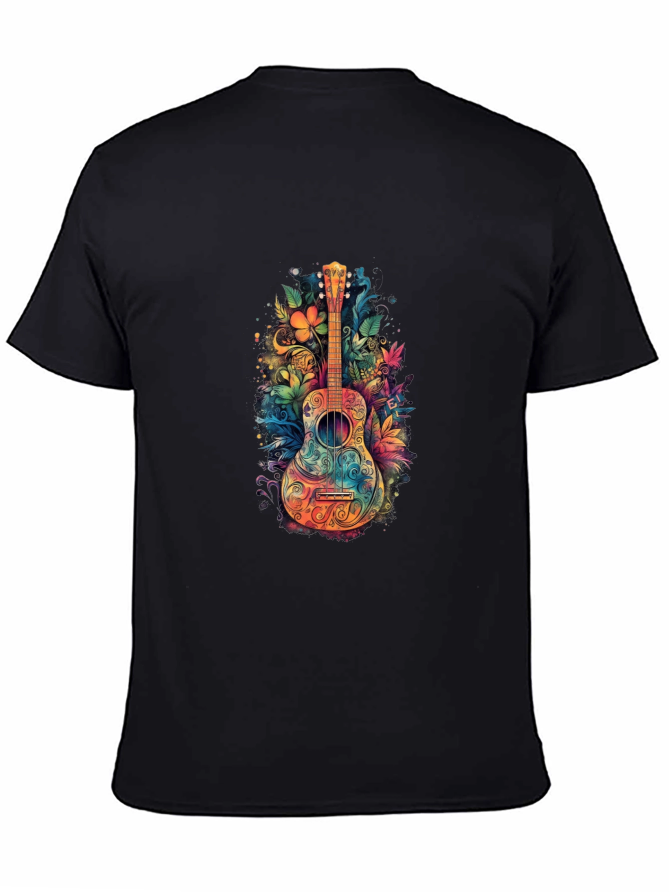 Floral Guitar Graphic Tee - Unique Music Shirt