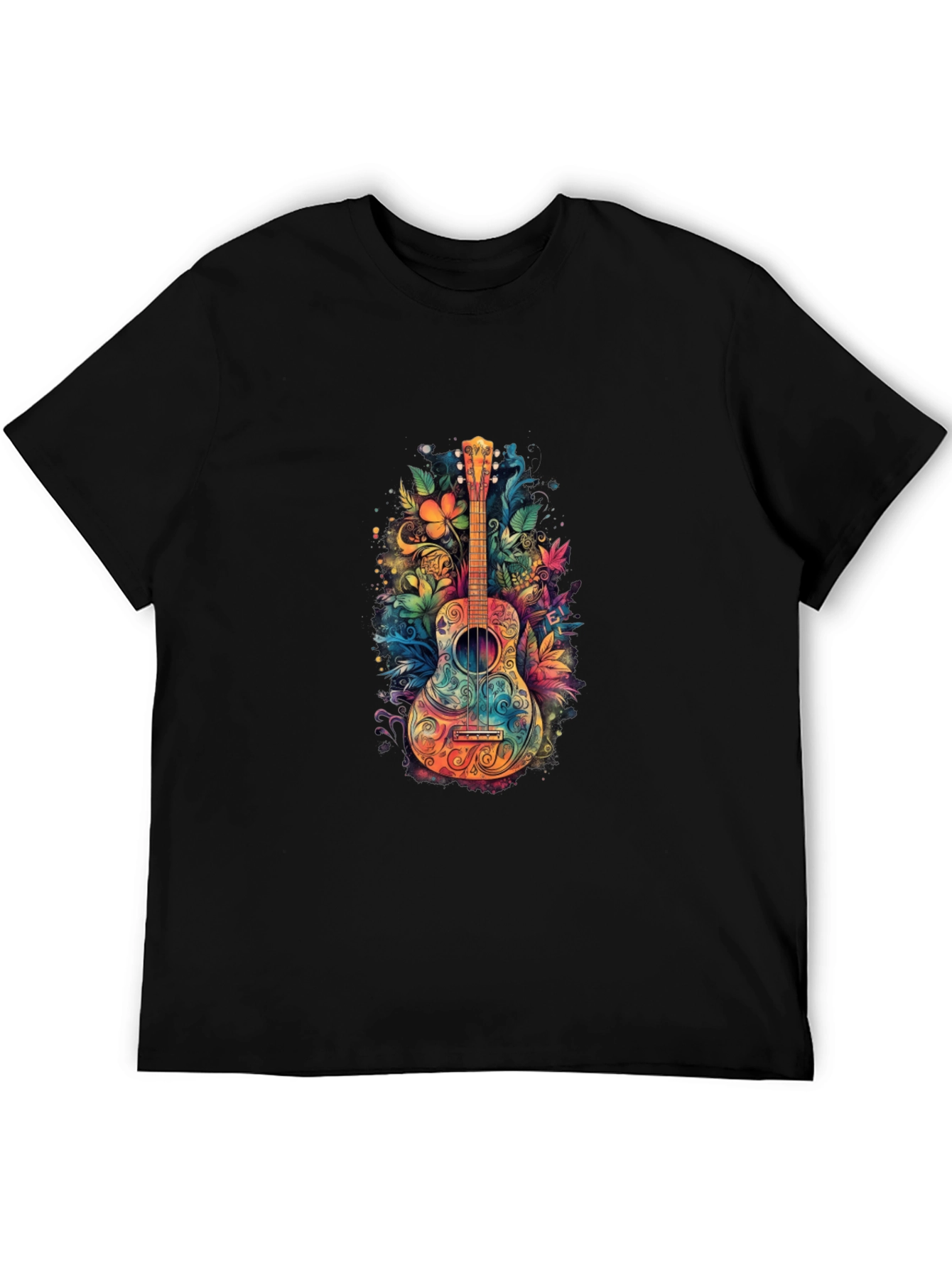 Floral Guitar Graphic Tee - Unique Music Shirt