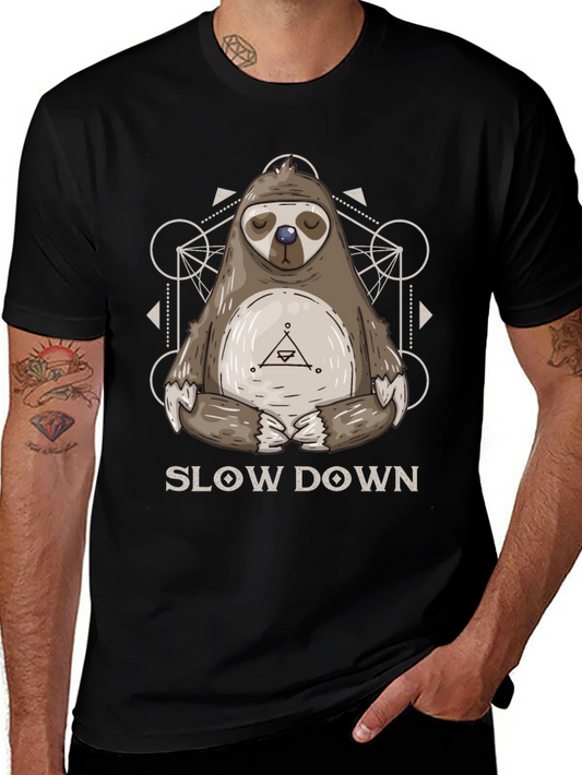 Relaxed Sloth Graphic Tee - Slow Down Shirt