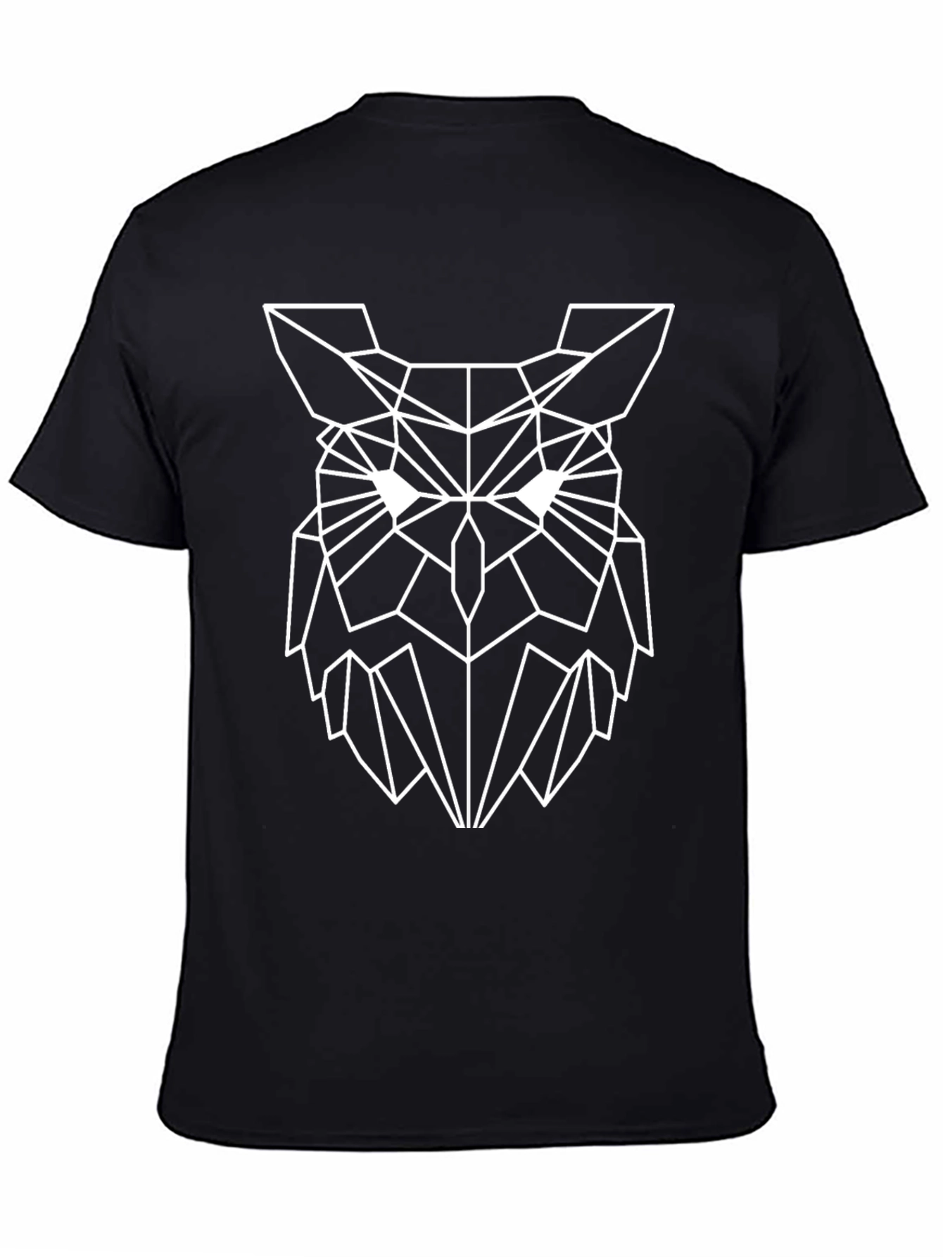 Geometric Owl Graphic Black T-Shirt